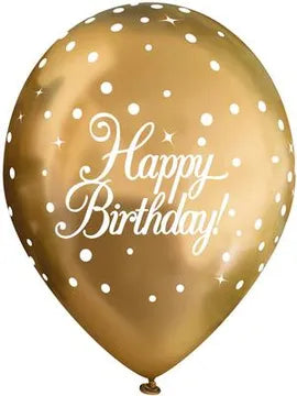 Sparkling Gold Happy Birthday Latex Balloons - 11 Inches (Pack of 6) for Party Decorations, Birthday Celebrations & Special Events