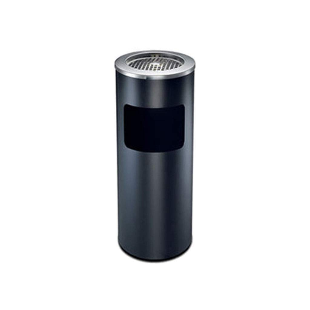 Premium Stainless Steel Floor Standing Ashtray - 24-25.5 Inch Tall Indoor/Outdoor Cigarette Trash Can for Patio, Elevator, Corridor & Smoking Areas (Black/Silver) - Durable Metal Ashtray for Home, Office & Commercial Spaces
