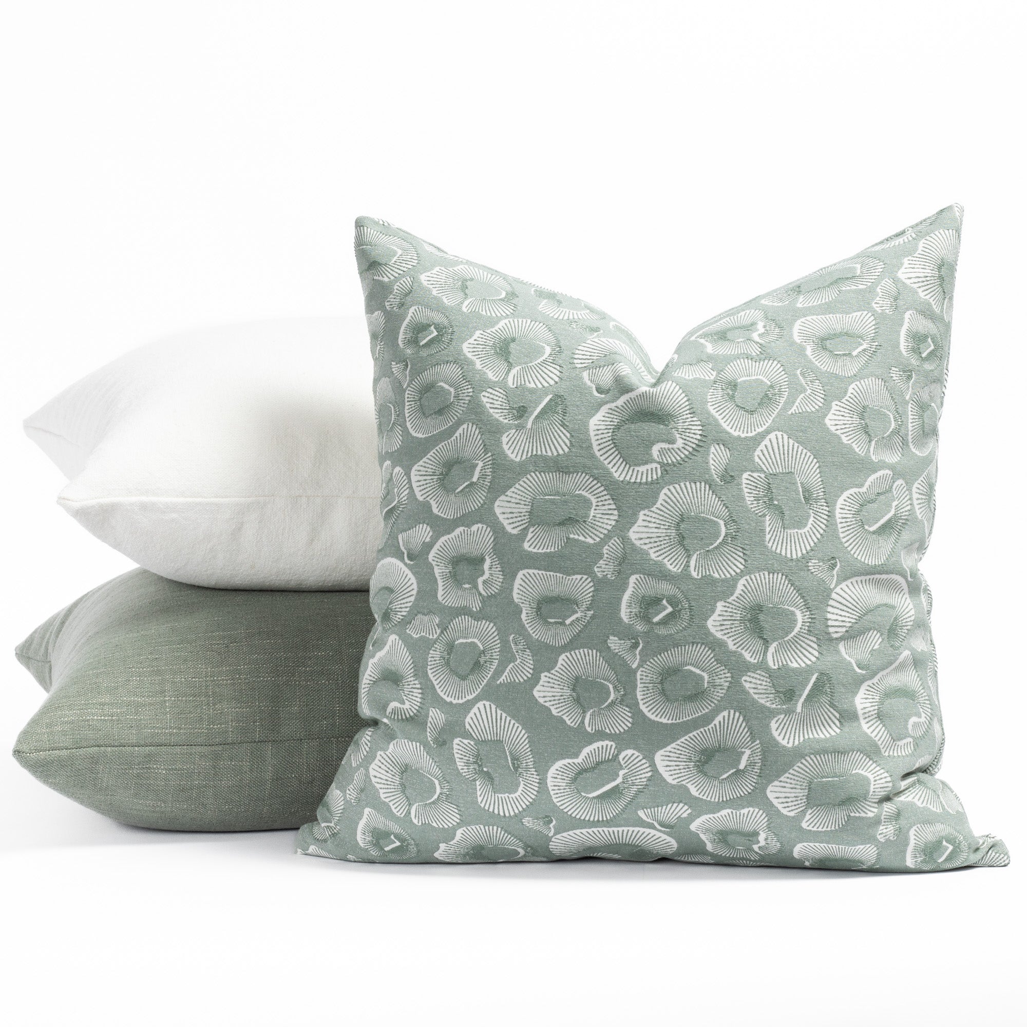 Ocean 20x20 Inch Decorative Throw Pillow Cover - Jade Green Square Cushion for Sofa, Bed, Living Room & Home Decor