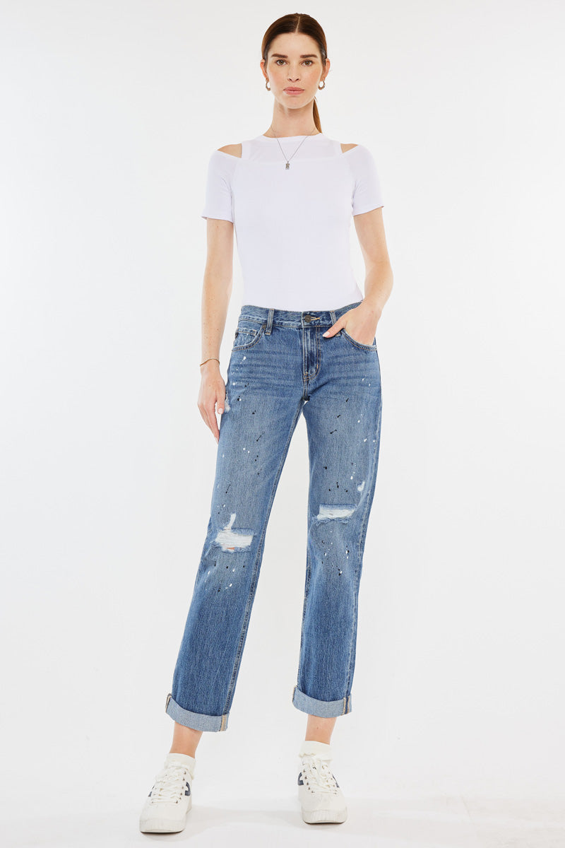 Stylish Zyra Mid Rise Boyfriend Jeans for Women - Comfortable Relaxed Fit Denim Pants - Perfect for Casual Outings & Everyday Wear