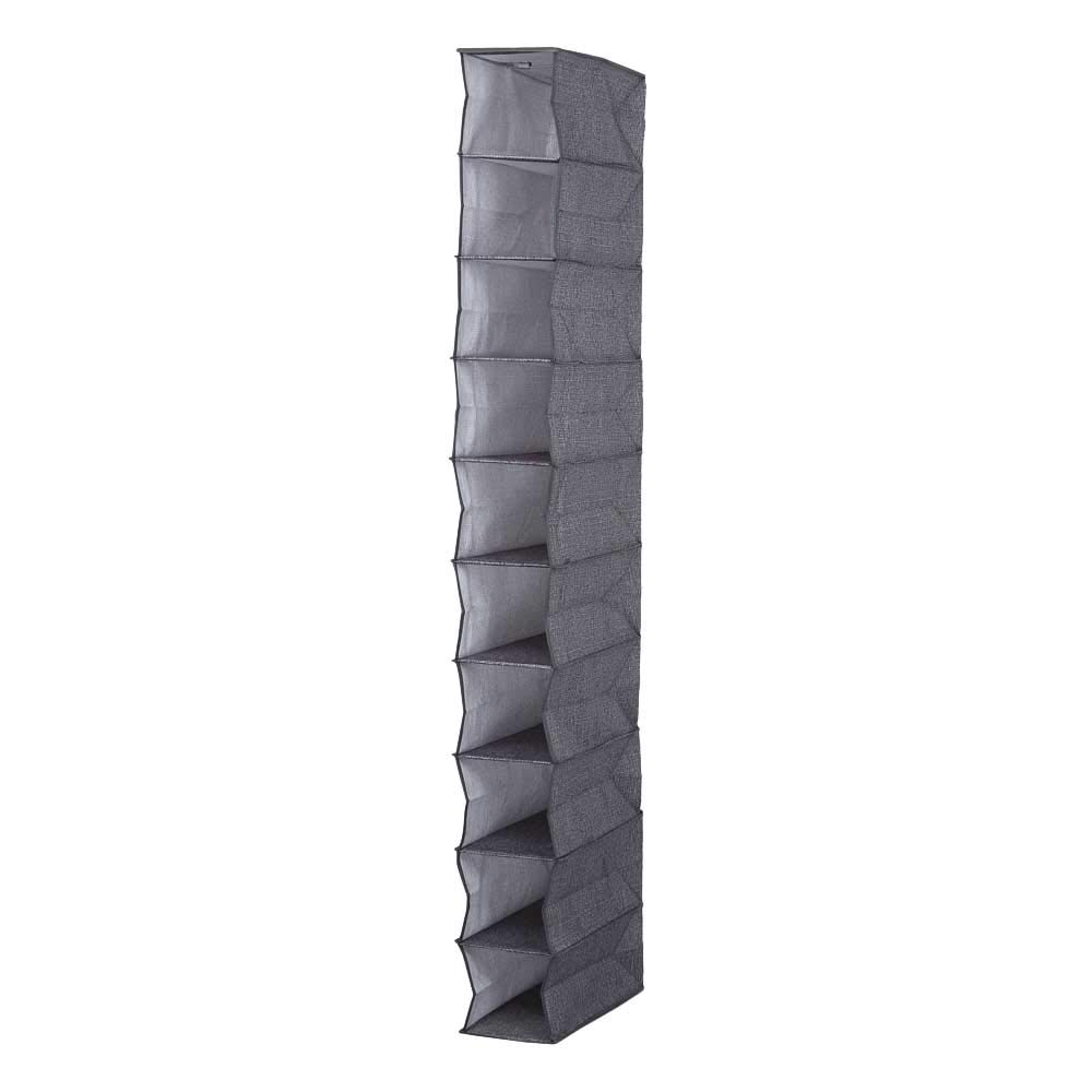 Whitmor Hanging Shoe Organizer - Space Saving Closet Storage Shelf for Sneakers, Sandals & Flip Flops | Crosshatch Gray | Perfect for Small Spaces, Dorm Rooms & Apartment Closets