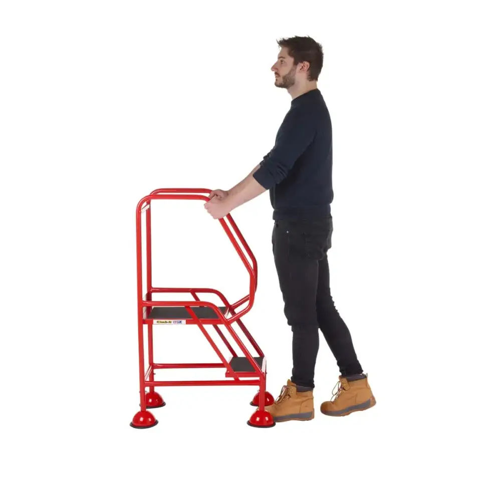 Climb It UK Domed Feet Steps - Red Non-Slip Ladder Accessories for Home, Garage, and Workshop Use