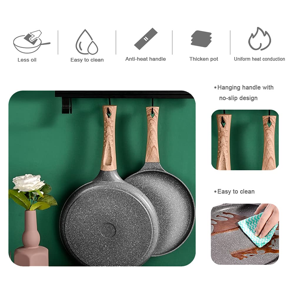 **24CM Non-Stick Cast Aluminum Pancake Pan with Heat-Resistant Wooden Handle - Professional Crepe & Pancake Maker for Induction, Gas & Electric Stoves - Perfect for Breakfast, Brunch & Family Cooking**