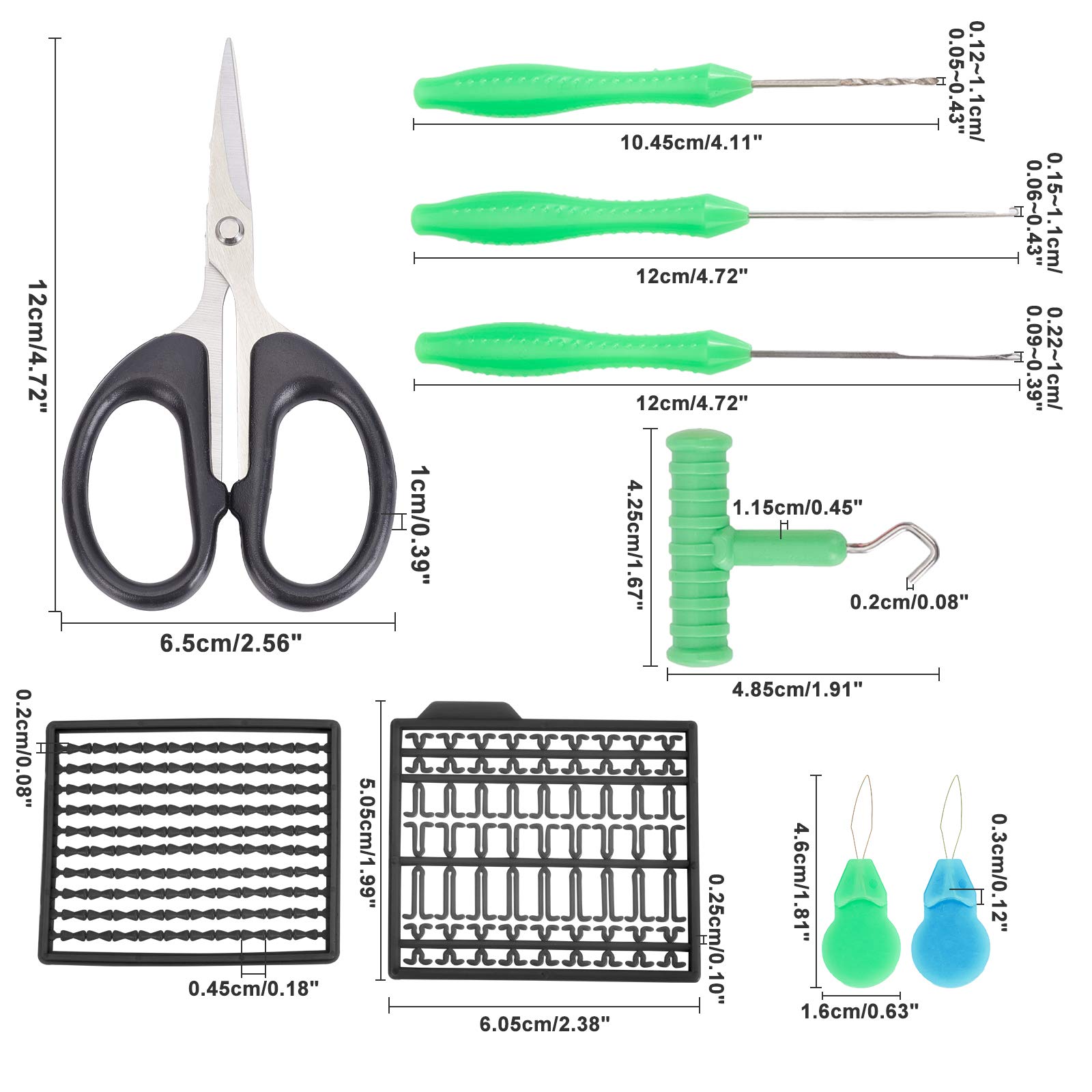 SUPERFINDINGS 16PCS Fishing Bait Rig Kit - Baiting Needle, Swinger & Driller Tools for Carp Fishing - Perfect for Freshwater & Saltwater Angling