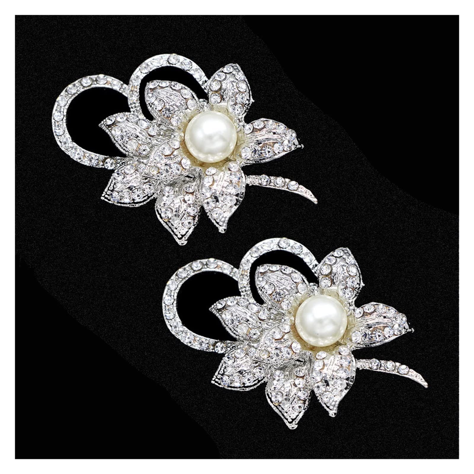 2 Pcs Rhinestone Shoe Clips for Women - Elegant Wedding Heel Decorations, Bride Shoe Charms, High Heel Buckle Clamps (5x3.5cm) - Perfect for Bridal Parties, Prom, and Special Occasions