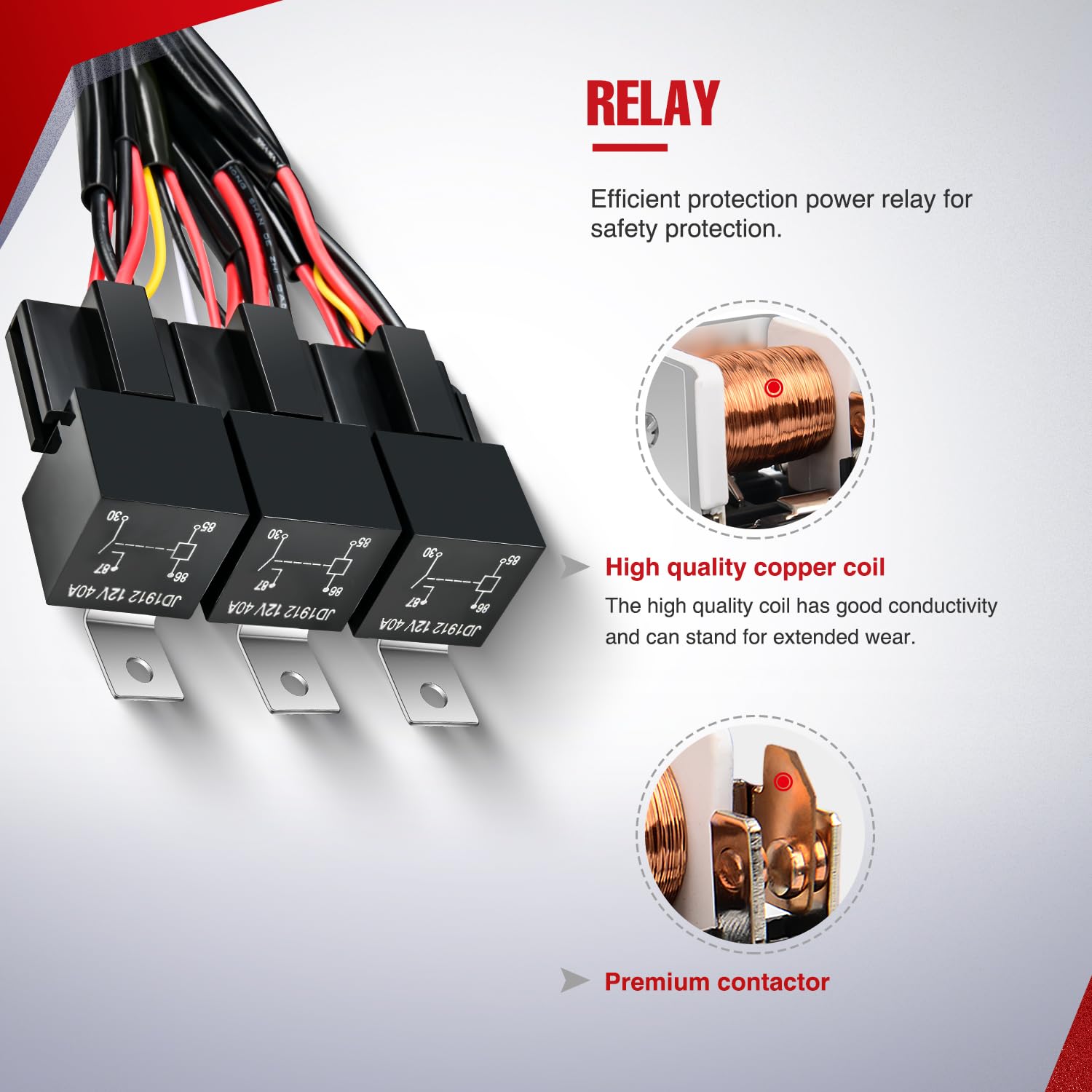 16AWG LED Light Bar Wiring Harness Kit with 3 Gang Rocker Switch, 9 Fuses & 12 Spade Connectors for Off-Road Vehicles, Trucks, ATVs & Boats - Waterproof & Durable Installation