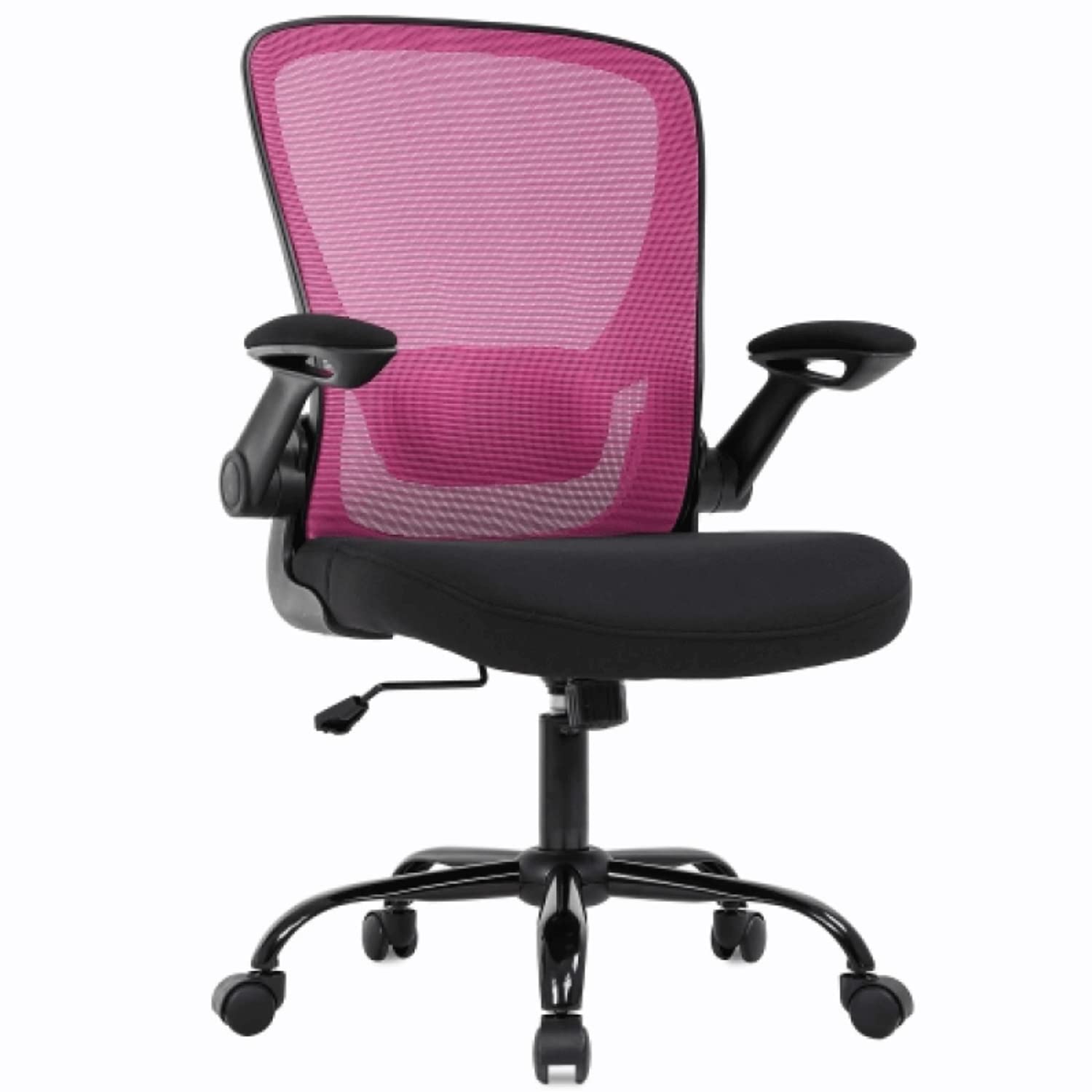 Ergonomic Office Chair with Flip-Up Arms & Lumbar Support - Adjustable Mesh Computer Desk Chair for Home Office - Comfortable Swivel Task Chair for Women (Pink) - Perfect for Long Work Hours & Gaming Sessions