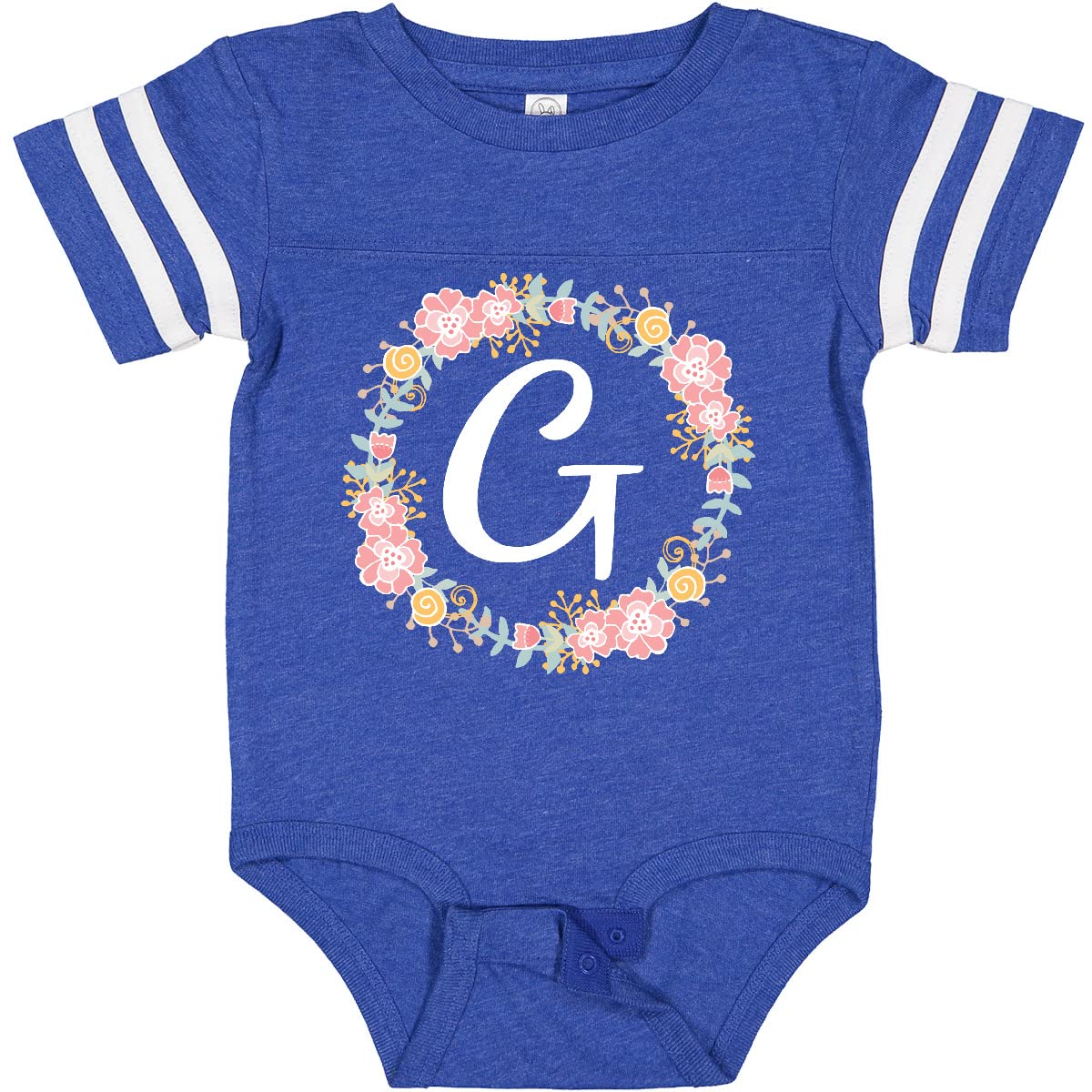 Inktastic G Monogram Alphabet Letter Rose Floral Wreath Baby Bodysuit - Soft Cotton Onesie for Newborns, Infants & Toddlers - Perfect for Family Photos, Baby Showers & Birthday Gifts