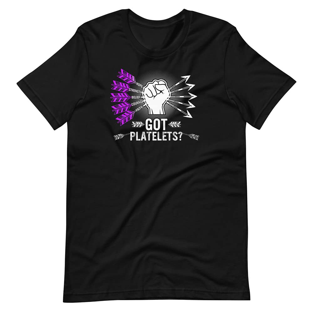 ITP Awareness Purple Ribbon Strong Hand Arrows Warrior T-Shirt - Support Immune Thrombocytopenia Patients with Stylish Apparel for Everyday Wear & Awareness Events