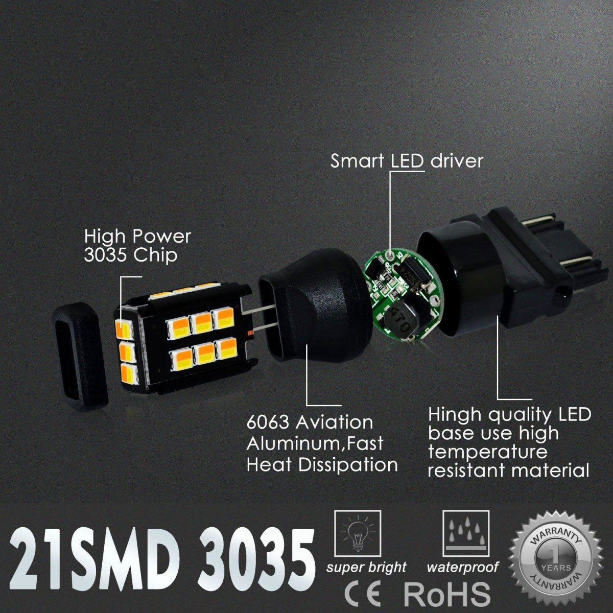 4157 3157 LED Switchback Turn Signal Light Bulbs - 6000K White/Amber Yellow - Super Bright 3157A 4157A Replacement Bulbs for Cars, Trucks, SUVs - Perfect for Daytime Running Lights & Turn Signals