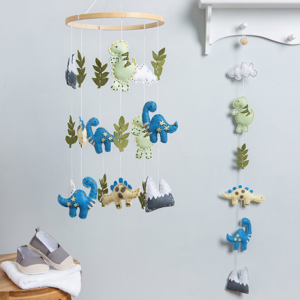 Dinosaur Mobile Felt Craft Kit for Kids - DIY Prehistoric Animal Hanging Decor - Perfect for Bedroom, Nursery & Classroom Decorations