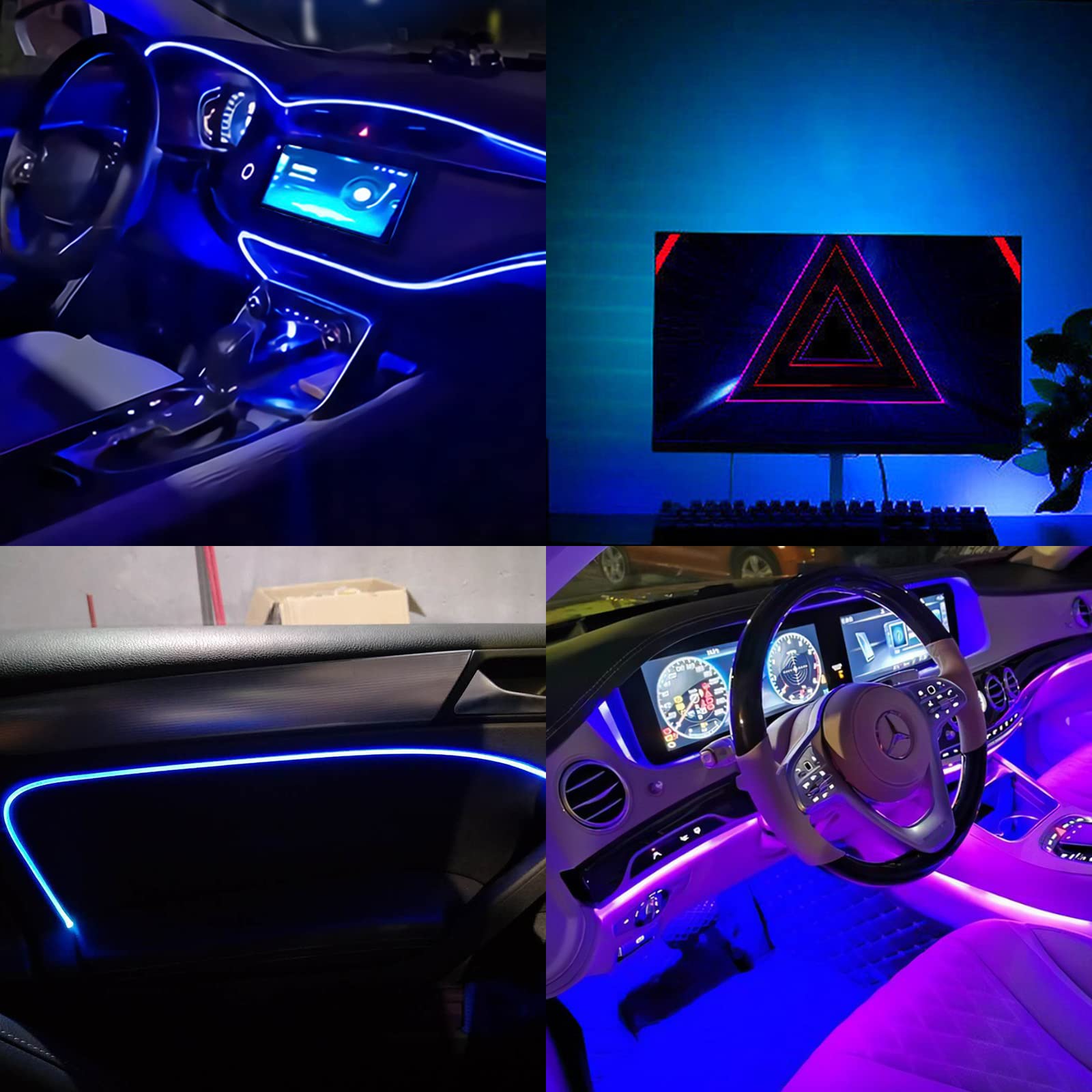 5V USB COB Blue LED Strip Light - IP65 Waterproof, 6.6ft/2M with 640 LEDs - High Brightness Flexible LED Tape Lights for Home Decoration, Bedroom, Party & DIY Projects