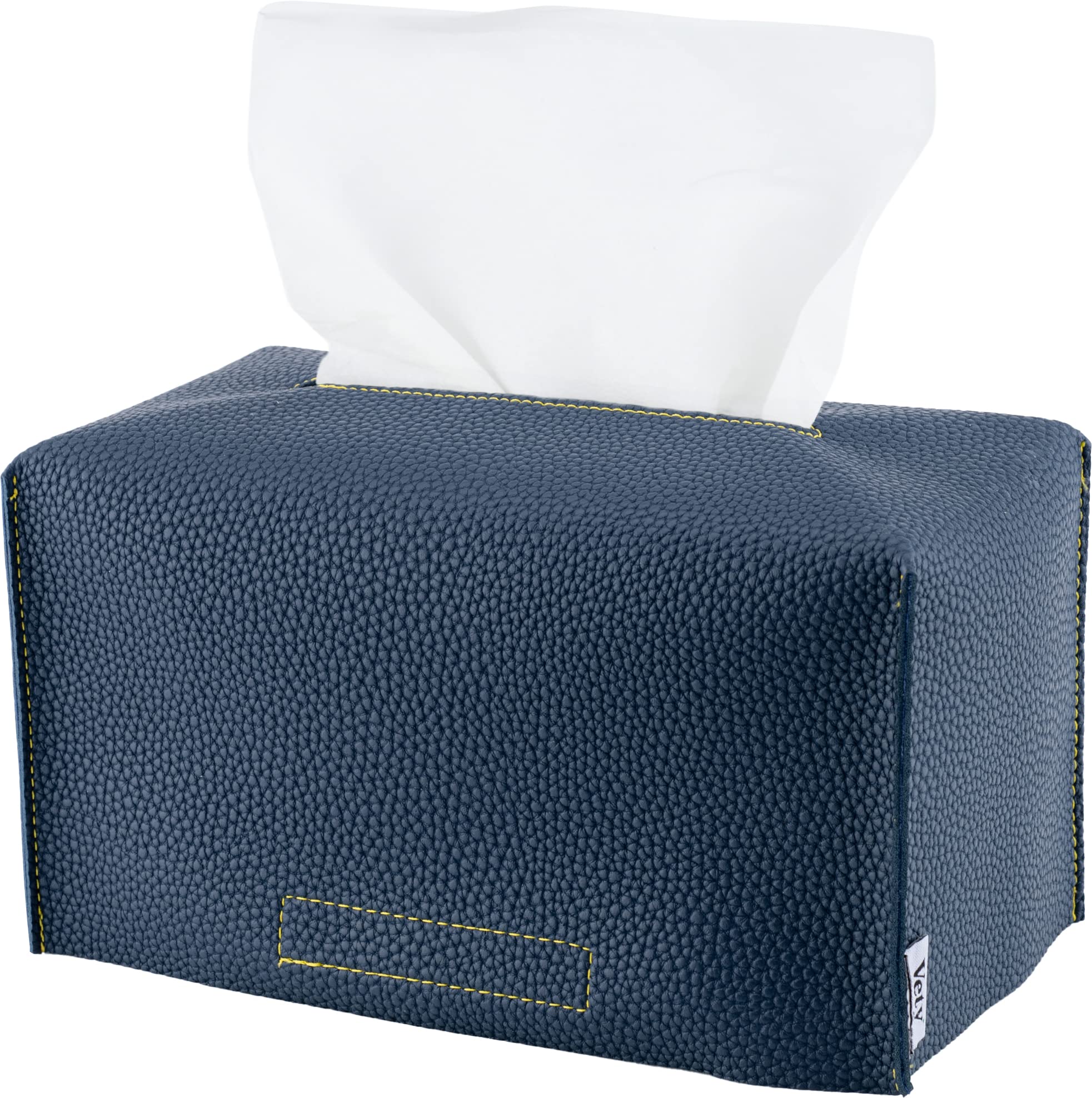 VETY [EmphaSeams] PU Leather Tissue Box Cover with Bottom Velcro - 9.5