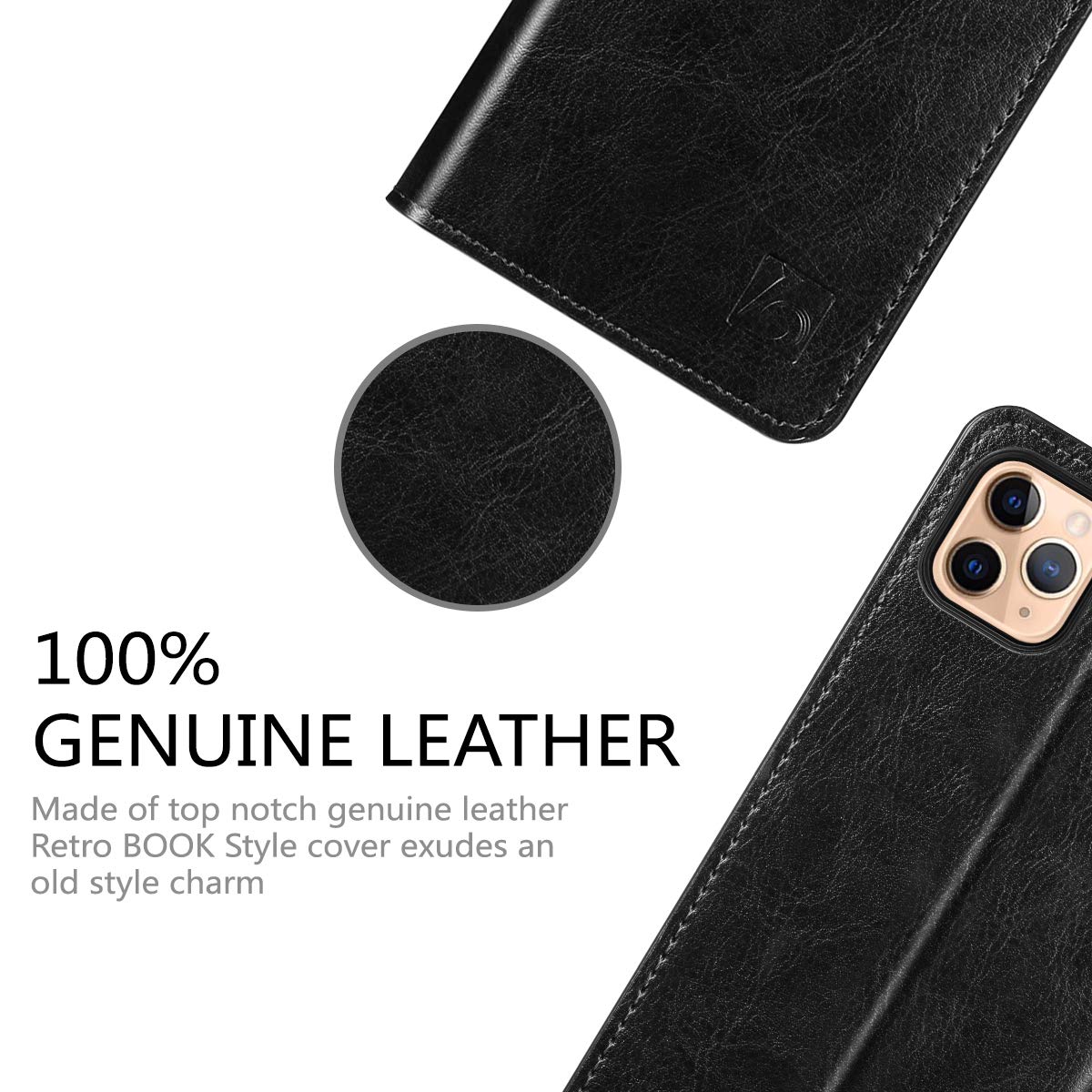 Belemay Genuine Cowhide Leather Wallet Case for iPhone 11 Pro Max (6.5