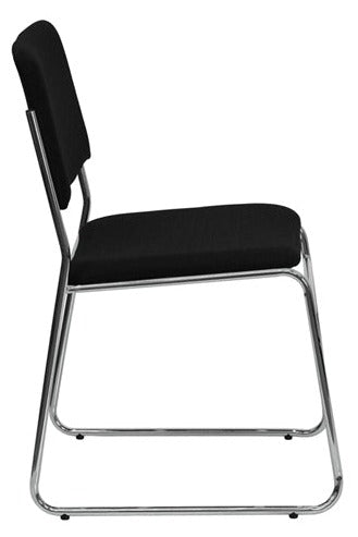 FLASH HERCULES Series 500 lb Capacity Black Fabric High-Density Stacking Chair with Chrome Sled Base - Heavy Duty Stackable Chairs for Office, Conference Room, Banquet, and Event Seating
