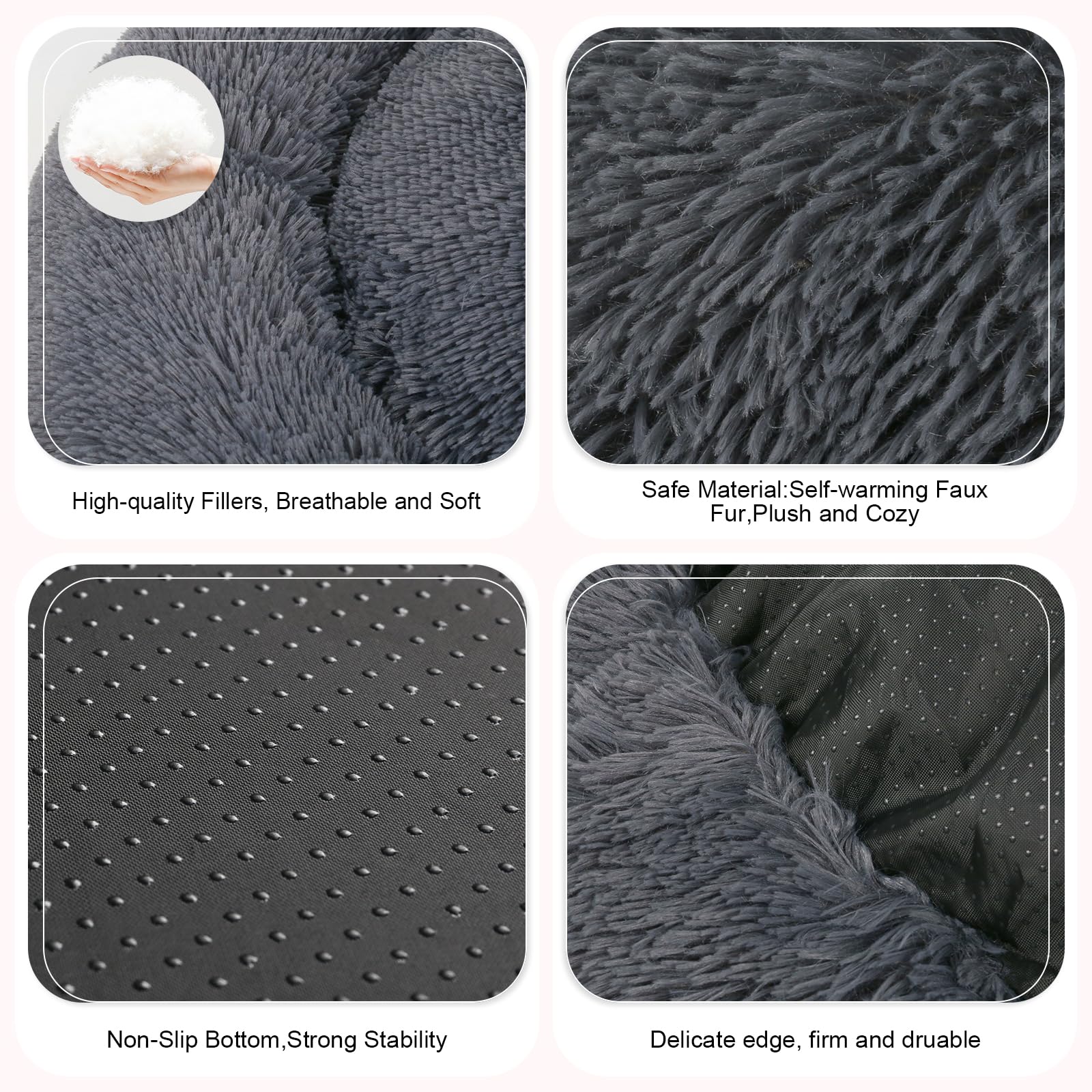 Premium Orthopedic Dog Bed & Cat Calming Bed - Round Plush Faux Fur Donut Cuddler Pet Bed for Small, Medium & Large Dogs & Cats - Perfect for Anxiety Relief, Joint Support & Cozy Napping in Living Room or Bedroom