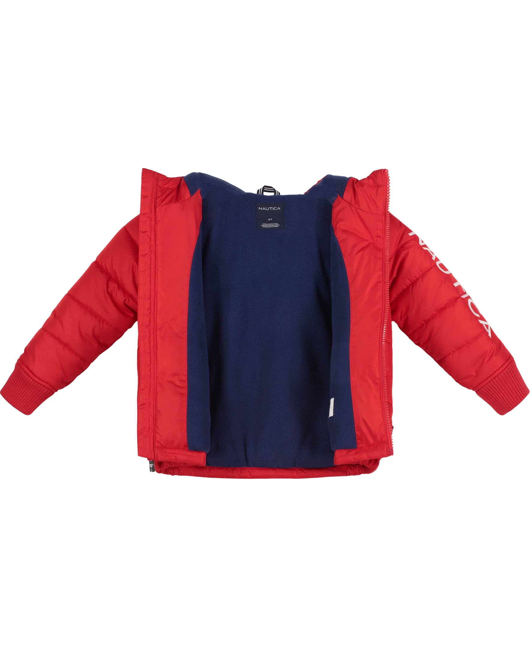 Nautica Boys' Heavyweight Hooded Bubble Jacket with Polar Fleece Lining - Warm Winter Coat for Outdoor Play, School & Snow Activities