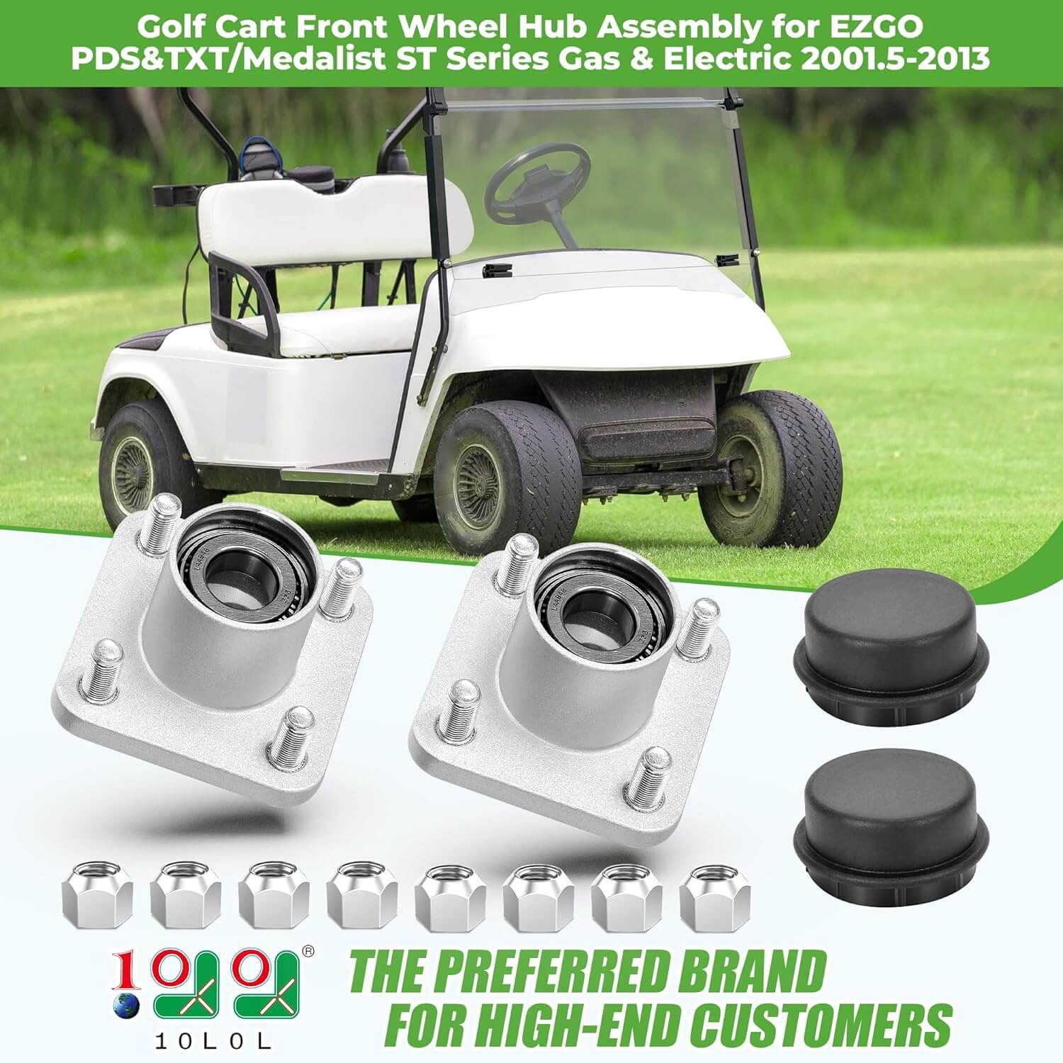 Upgraded Golf Cart Wheel Hub Assembly Compatible with 2001.5-2013 EZGO TXT, Shuttle, Workhorse & ST Series Gas/Electric Models - Durable Replacement Part for Smooth Rides on Golf Courses & Resorts