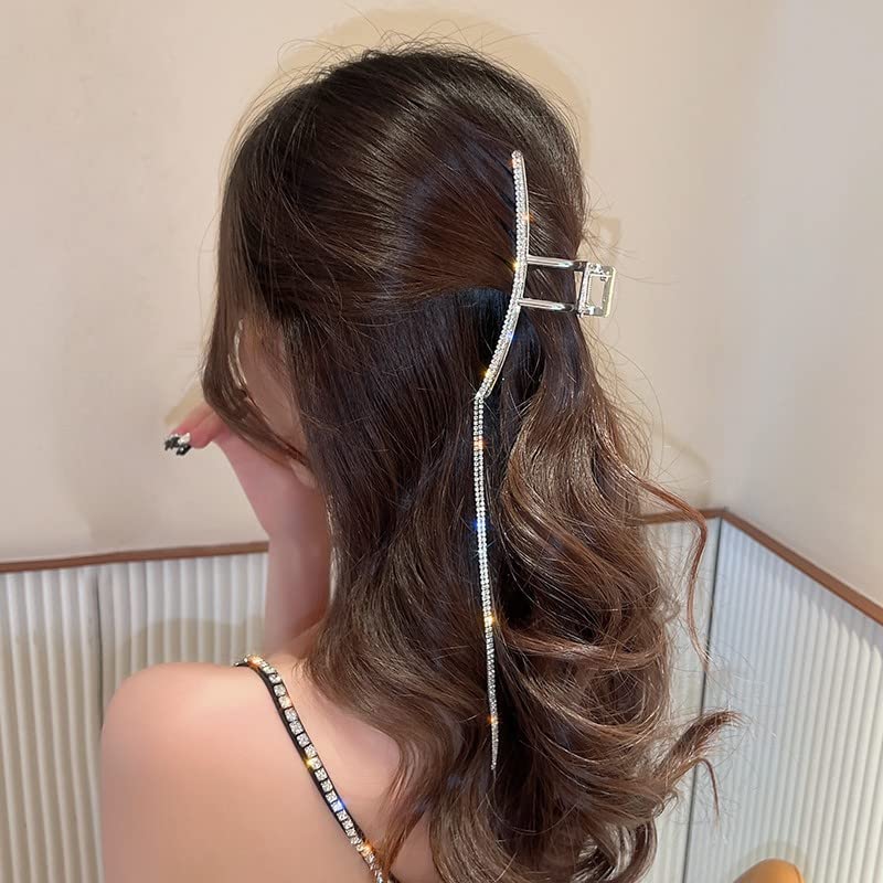 Rhinestone Tassel Hair Clips for Women - Non-Slip Hair Claws for Thin & Thick Hair - Party & Daily Use