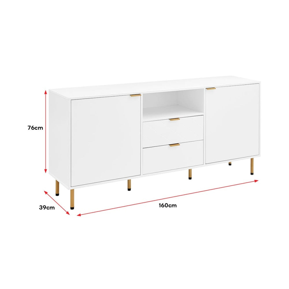 White Christian Buffet Sideboard Storage Cabinet - Perfect for Dining Room, Kitchen, or Entryway Organization