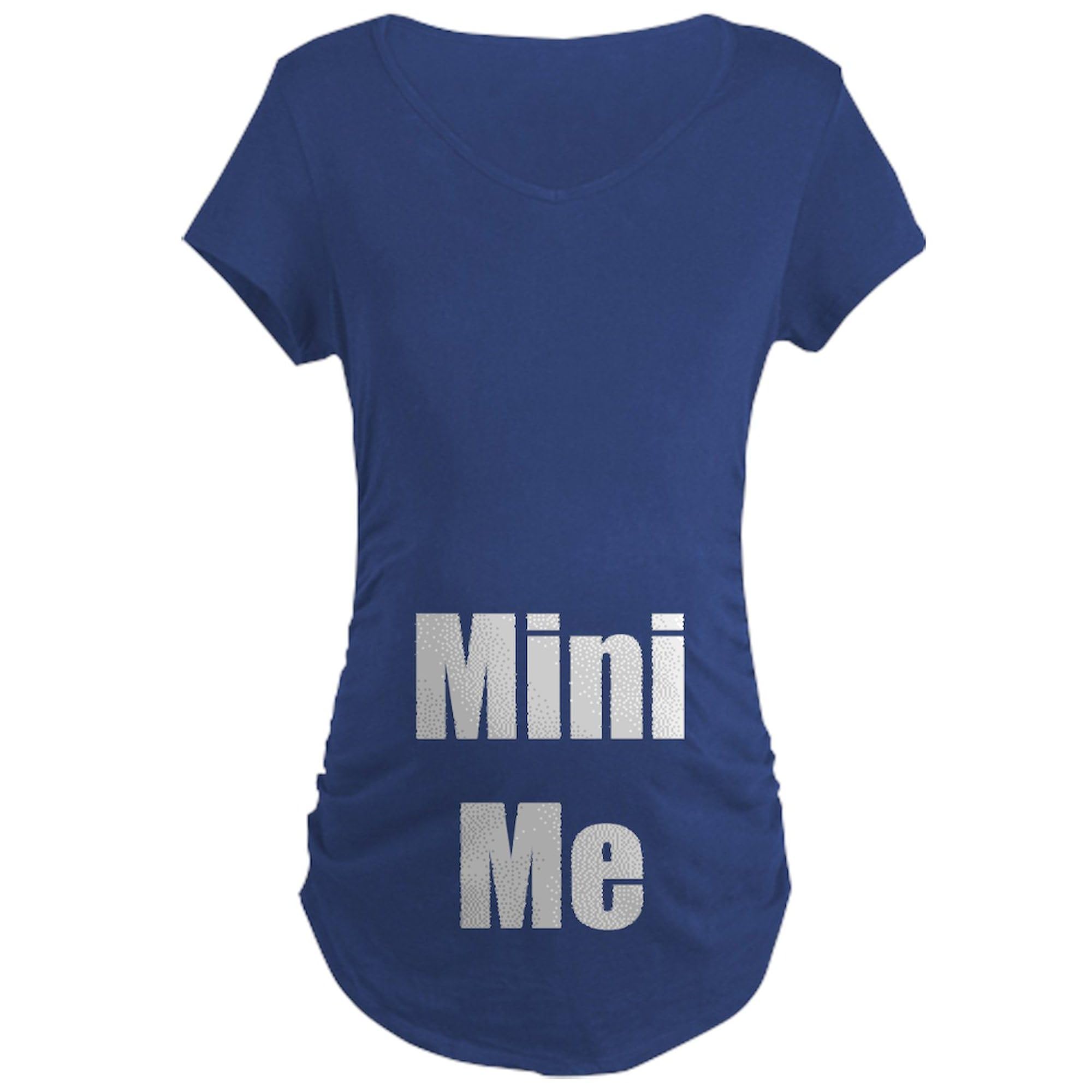Mini Me in My Tummy Maternity T-Shirt - Women's Pregnancy Ruched Side Dark Tee for Bump Photos & Baby Showers