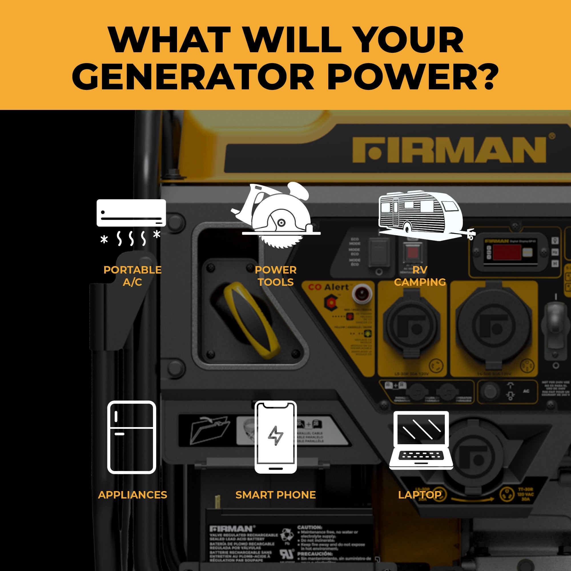 4500W Portable Inverter Generator with Recoil Start & CO Alert - Quiet, Lightweight Power for Camping, RV Trips & Emergency Backup