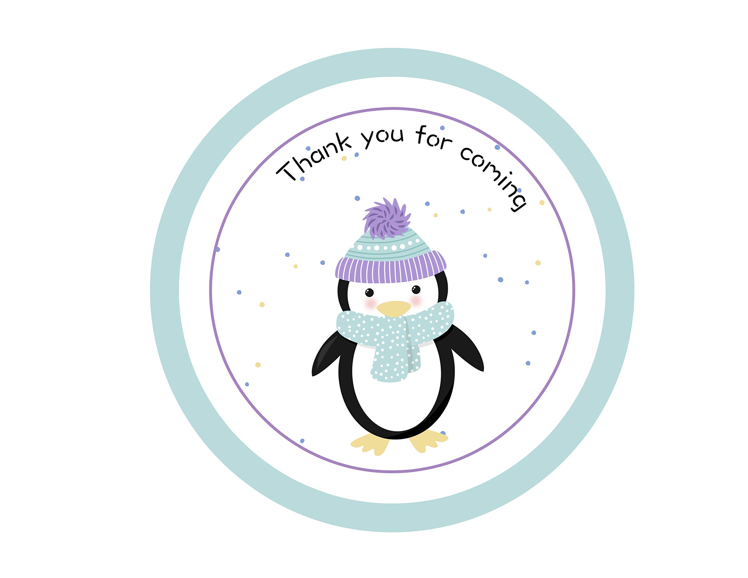 Penguin Thank You Stickers 24pcs - Cute Arctic Animal Party Favors for Baby Showers, Winter Wonderland Birthday Decorations - Perfect for DIY Invitations, Gift Tags & Scrapbooking