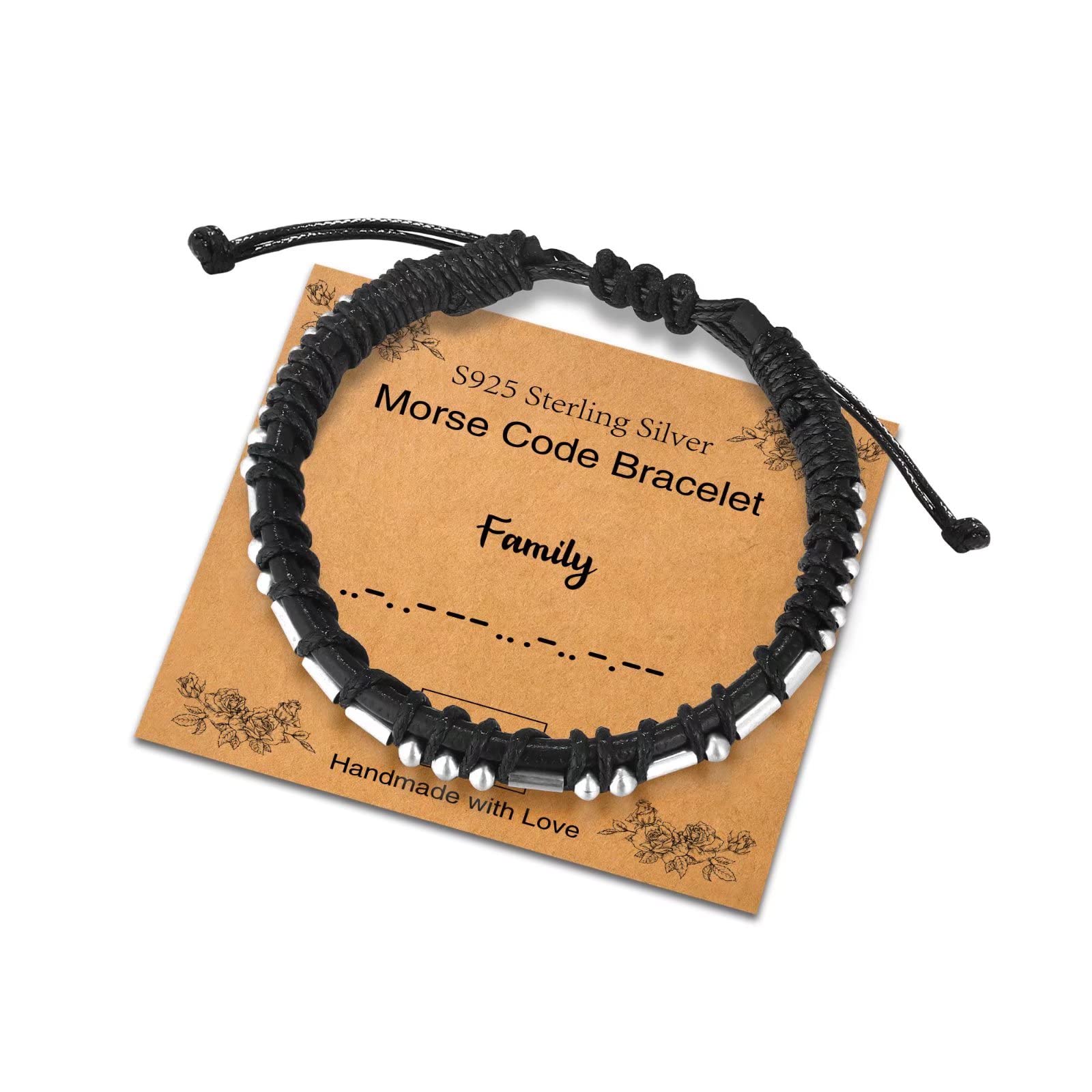 Sterling Silver Morse Code Bracelet for Women & Men - Adjustable Leather Cuff with Inspirational Message - Unique Birthday & Friendship Jewelry Gift for Her & Him - Perfect for Daily Wear, Special Occasions & Meaningful Gifting
