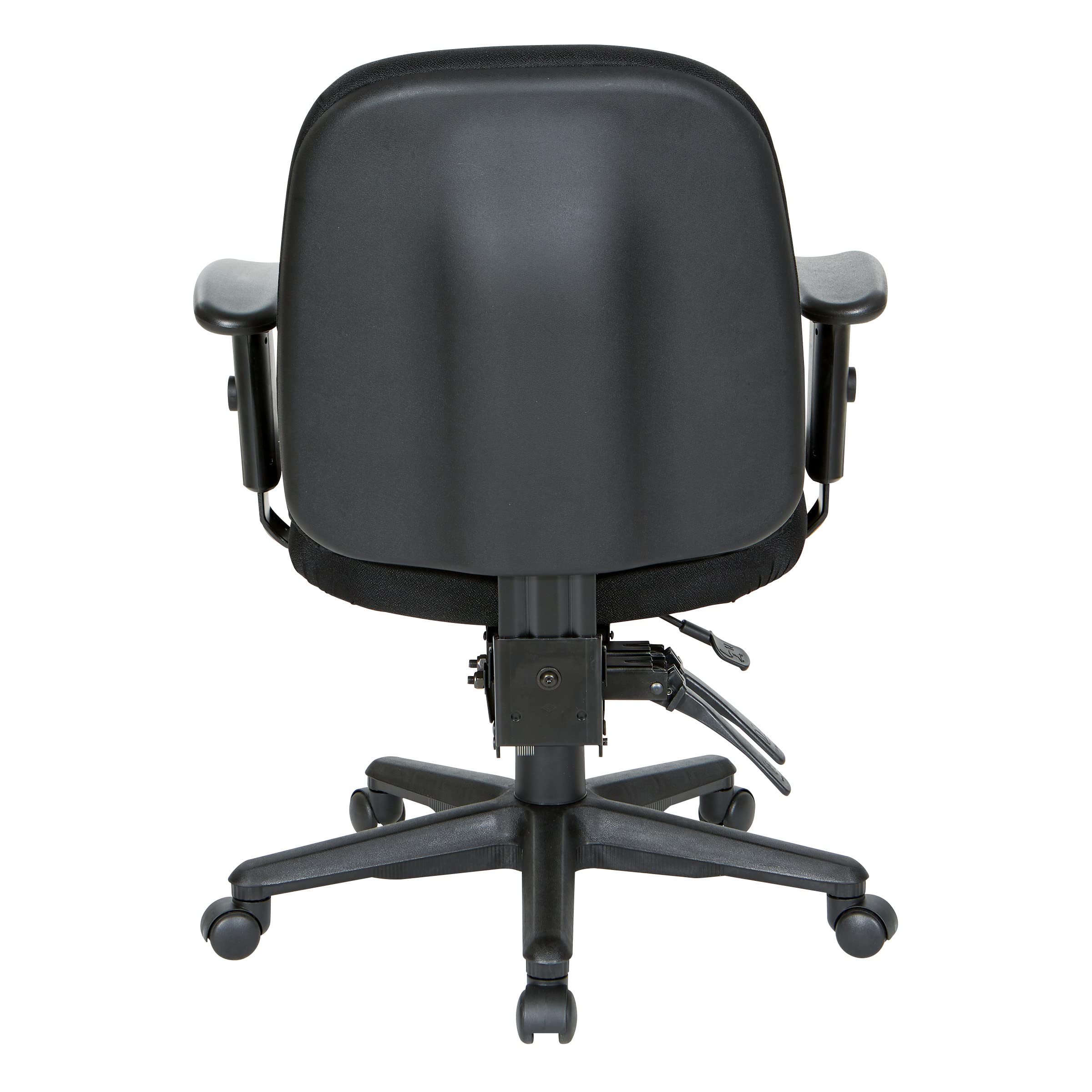 Office Star Ergonomic Mid Back Office Chair - Adjustable Height & Tilt, Padded Armrests, Black Fabric - Perfect for Home Office & Workspace Comfort