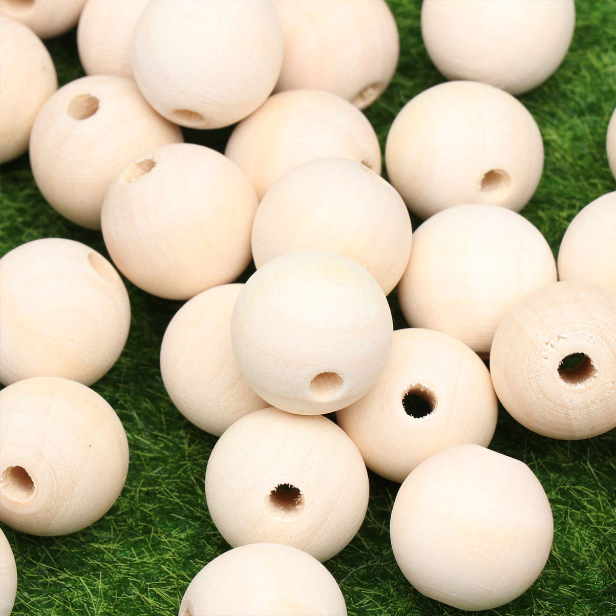 50pcs Wooden Beads for Jewelry Making - DIY Craft Beads Kit with Round Beads - Perfect for Necklaces, Bracelets, Earrings & Home Decor Crafts