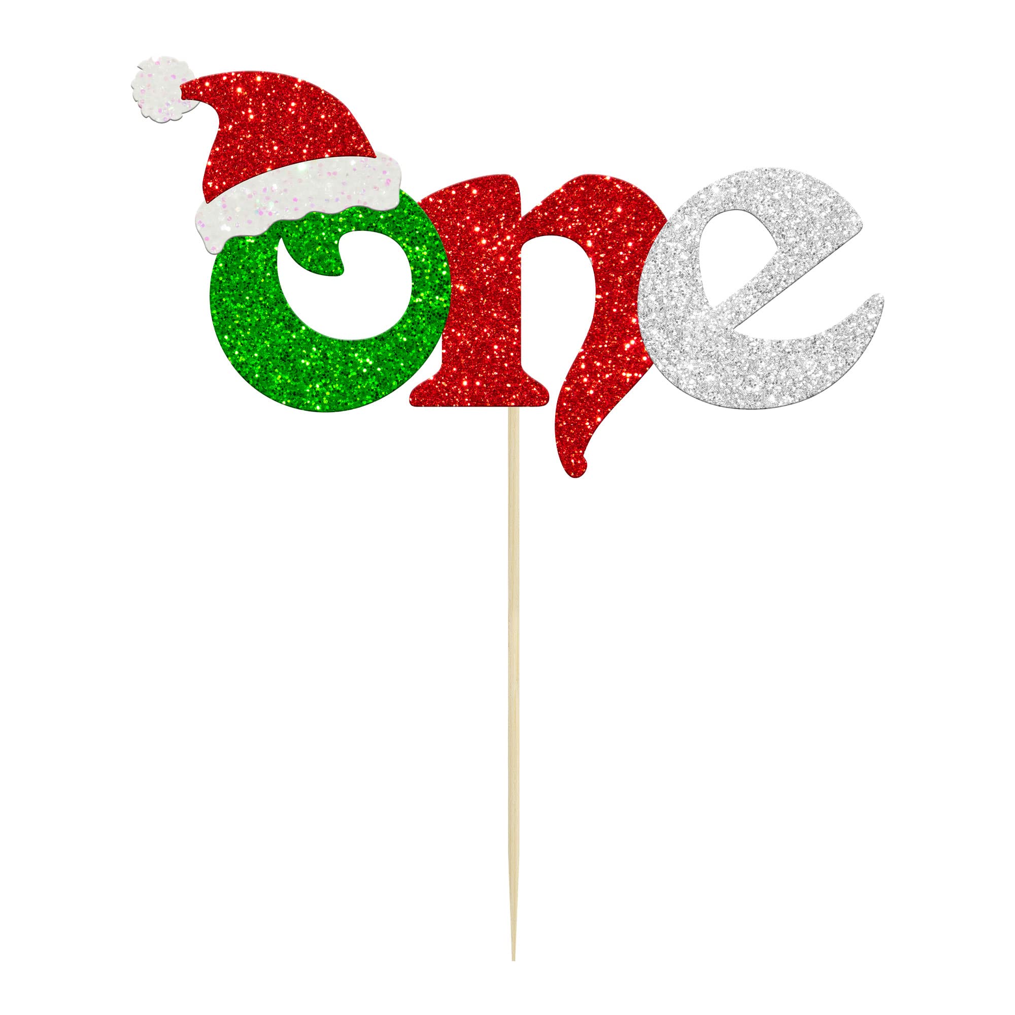 Gyufise 1 Pack Christmas Cake Topper with Santa Hat - First Birthday Party Decorations for Christmas Theme, Baby Shower & Kids 1st Birthday Party Supplies | Perfect for Holiday Celebrations, Festive Desserts & Special Occasions