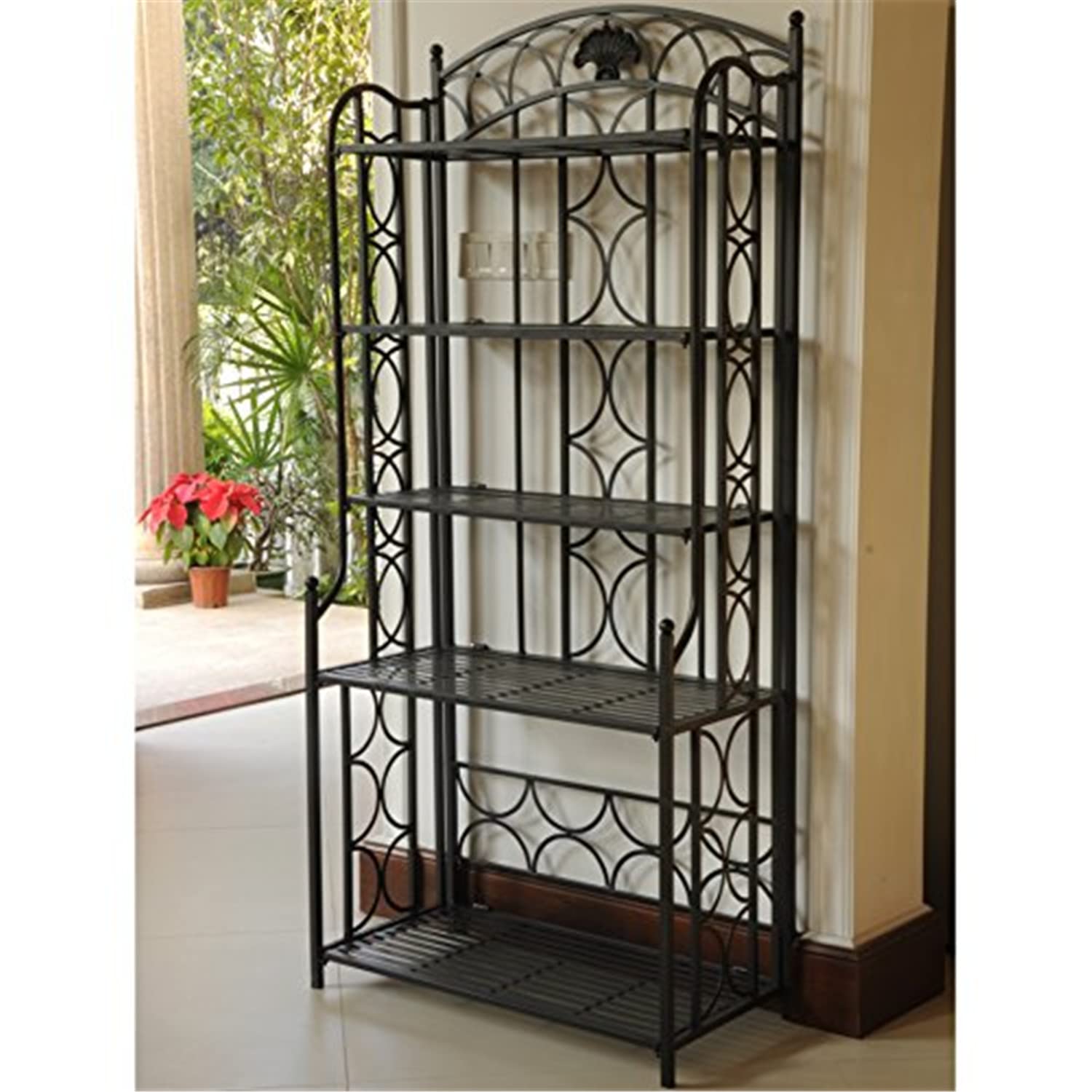 5-Tier Heavy Duty Iron Bakers Rack - Sturdy Metal Kitchen Storage Shelf for Baking, Cooking & Organizing - Perfect for Home, Restaurant, or Bakery Use
