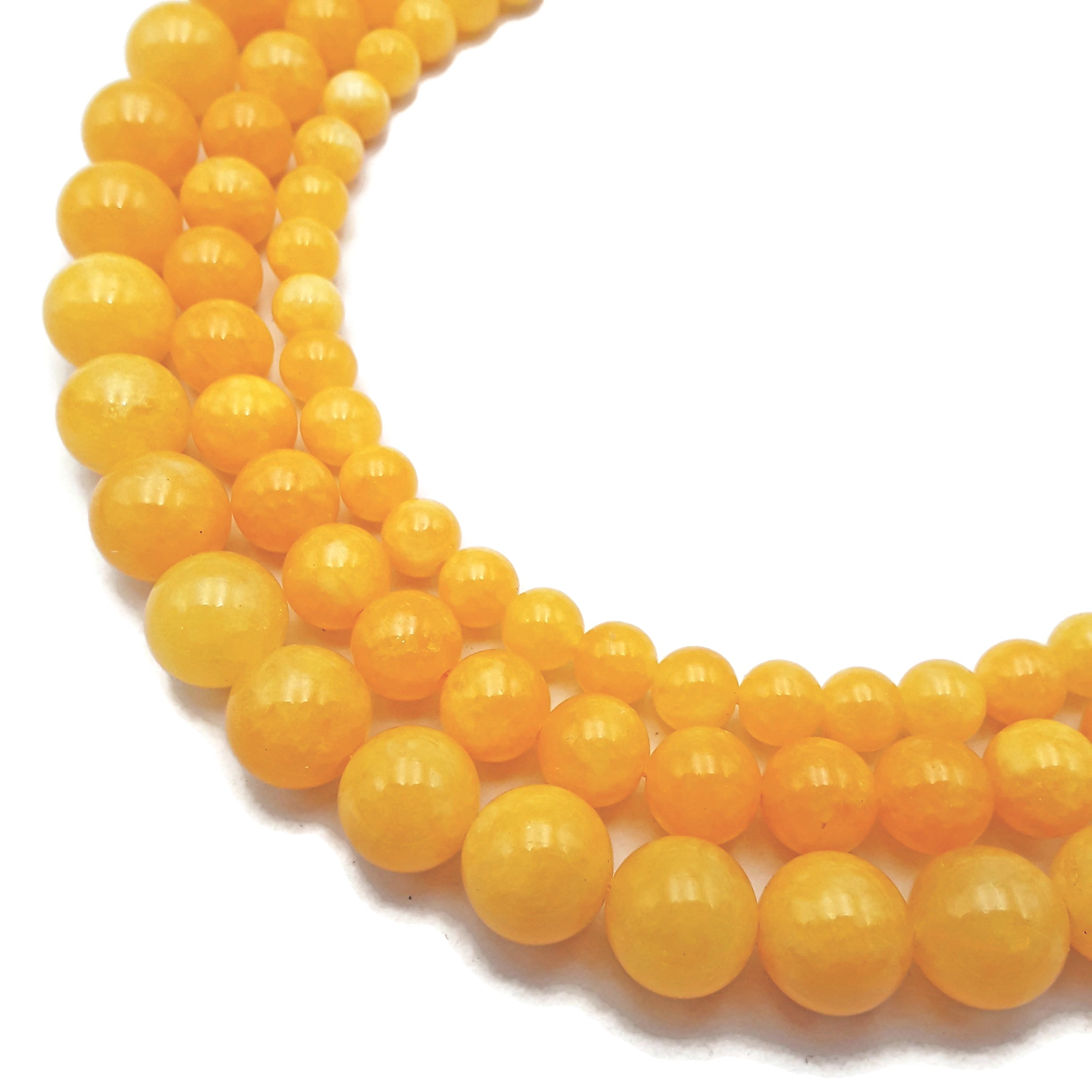 Natural Cloudy Yellow Jade Beads - Smooth Round 6mm, 8mm, 10mm, 15.5 Inch Strand - DIY Jewelry Making, Bracelet & Necklace Crafting Supplies for Women