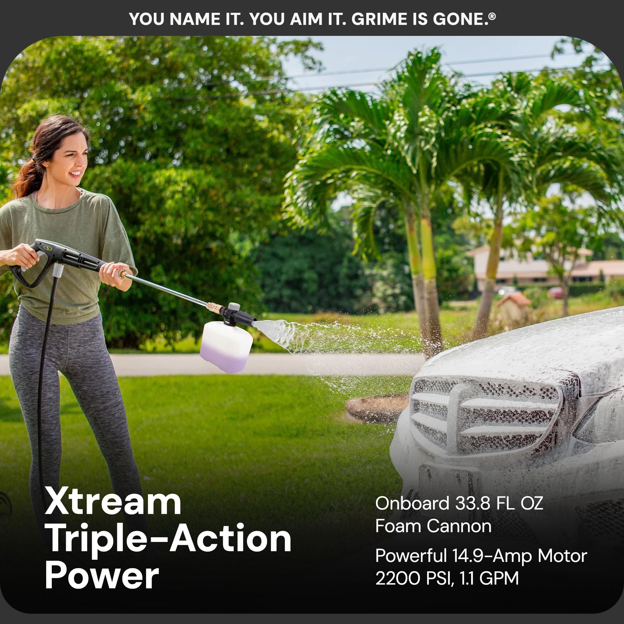 Sun Joe SPX3000-XT1 XTREAM 13-Amp 2200 Max PSI 1.65 GPM Electric Pressure Washer - Perfect for Cleaning Driveways, Decks, Cars & Outdoor Surfaces