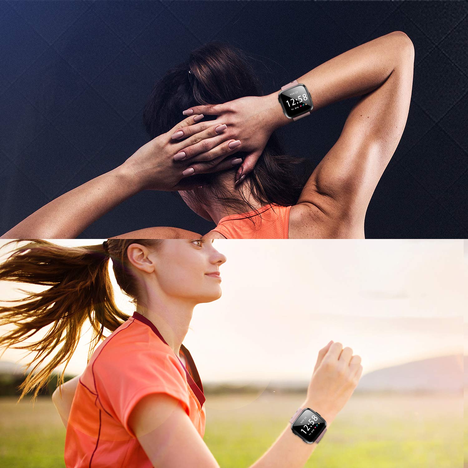Breathable Sport Strap Bands Compatible with Fitbit Versa - Replacement Watch Bands for Women & Men (Small/Large) - Perfect for Workouts, Running & Daily Wear