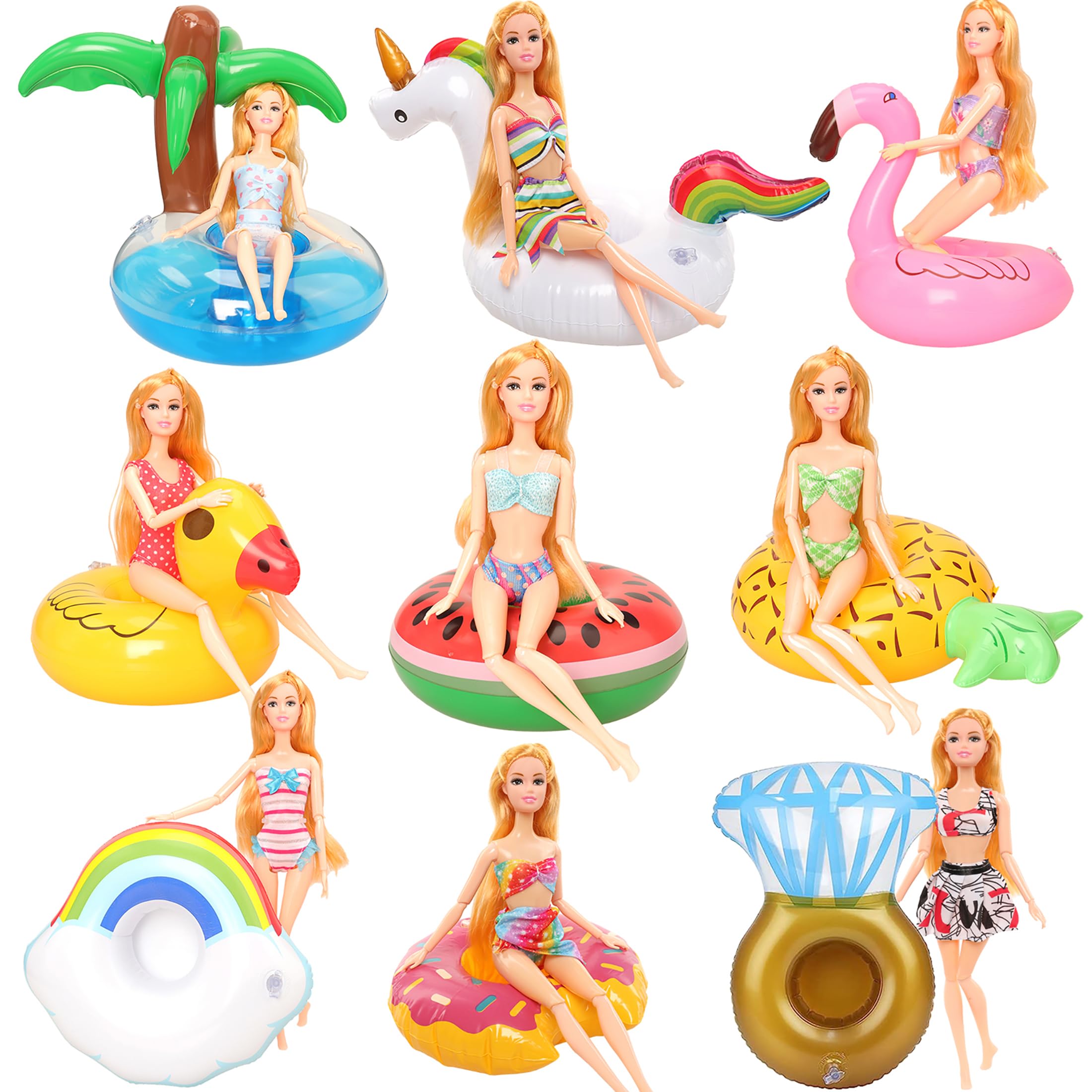 **Best Floaties for Girl Dolls - Inflatable Swimming Pool Party Ring & Drink Holder for 11.5 Inch Dolls - Perfect for Pool Parties, Beach Fun & Doll Accessories**