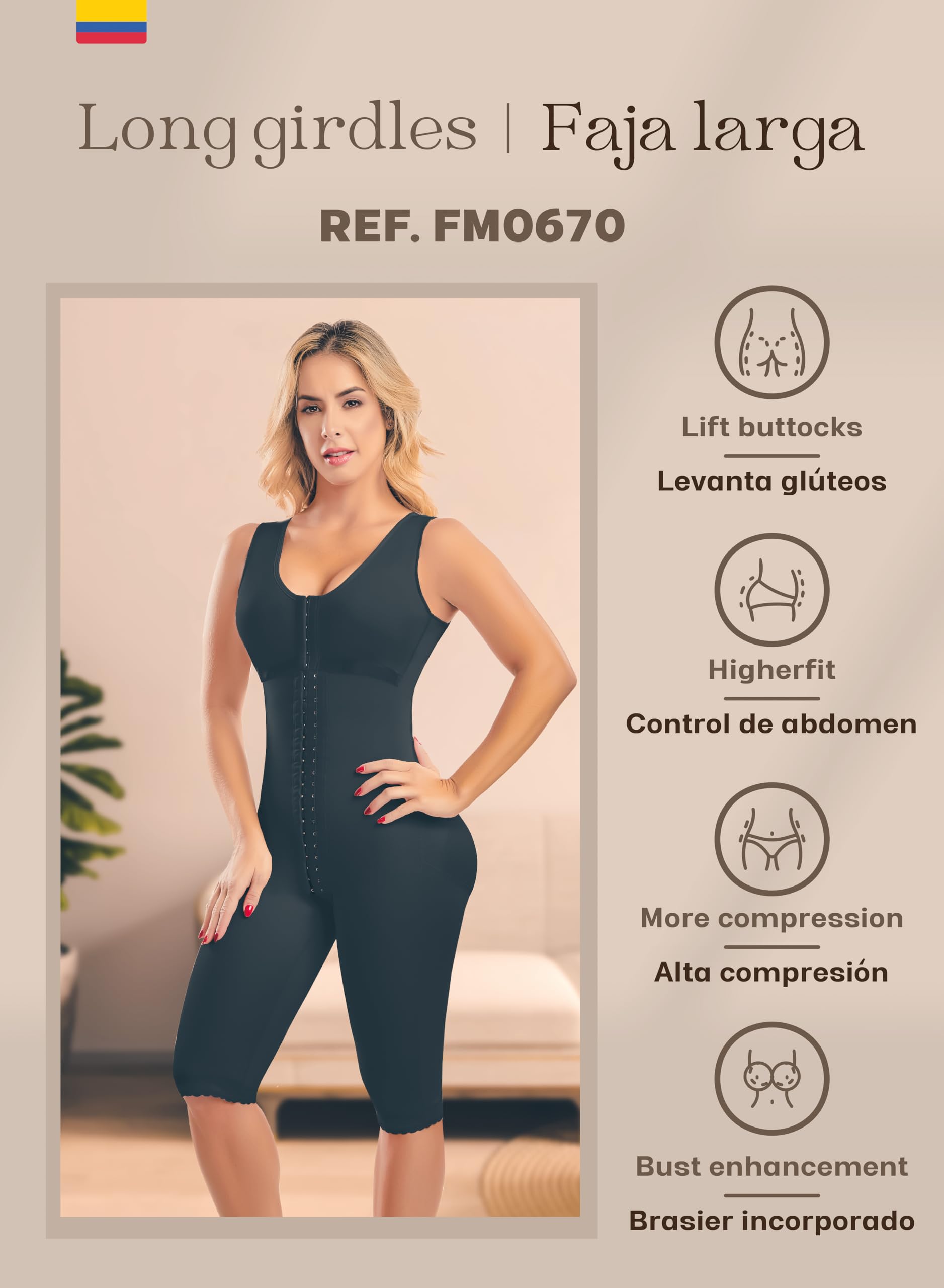 Postpartum Body Shaper for Women - Colombian Shapewear 0670 Post-Surgery Compression Garment for Tummy Control & Waist Training - Perfect for Postpartum Recovery & Slimming