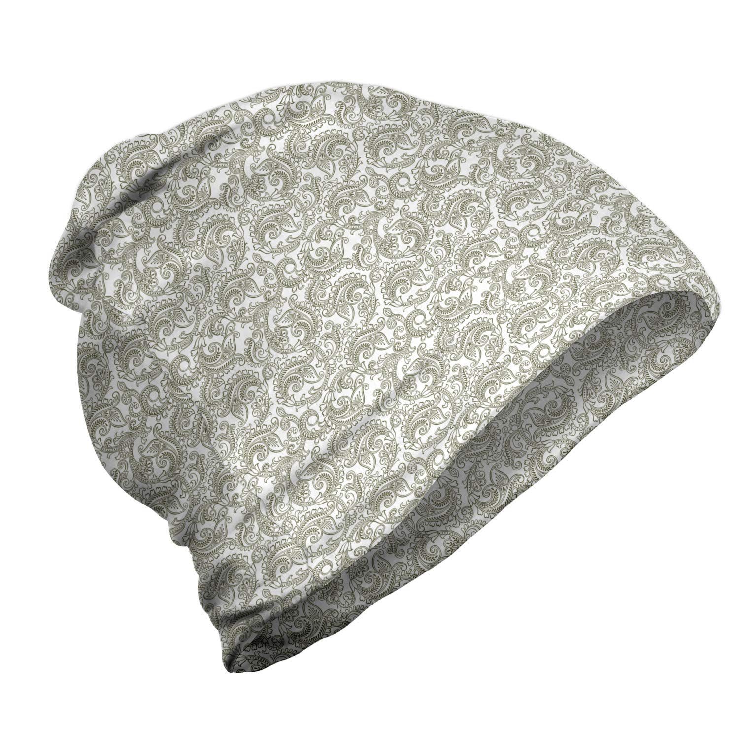 Ambesonne Unisex Winter Beanie - Stylish Damask Ethnic Knit Hat for Men & Women - Perfect for Hiking, Outdoor Activities & Cold Weather Fashion