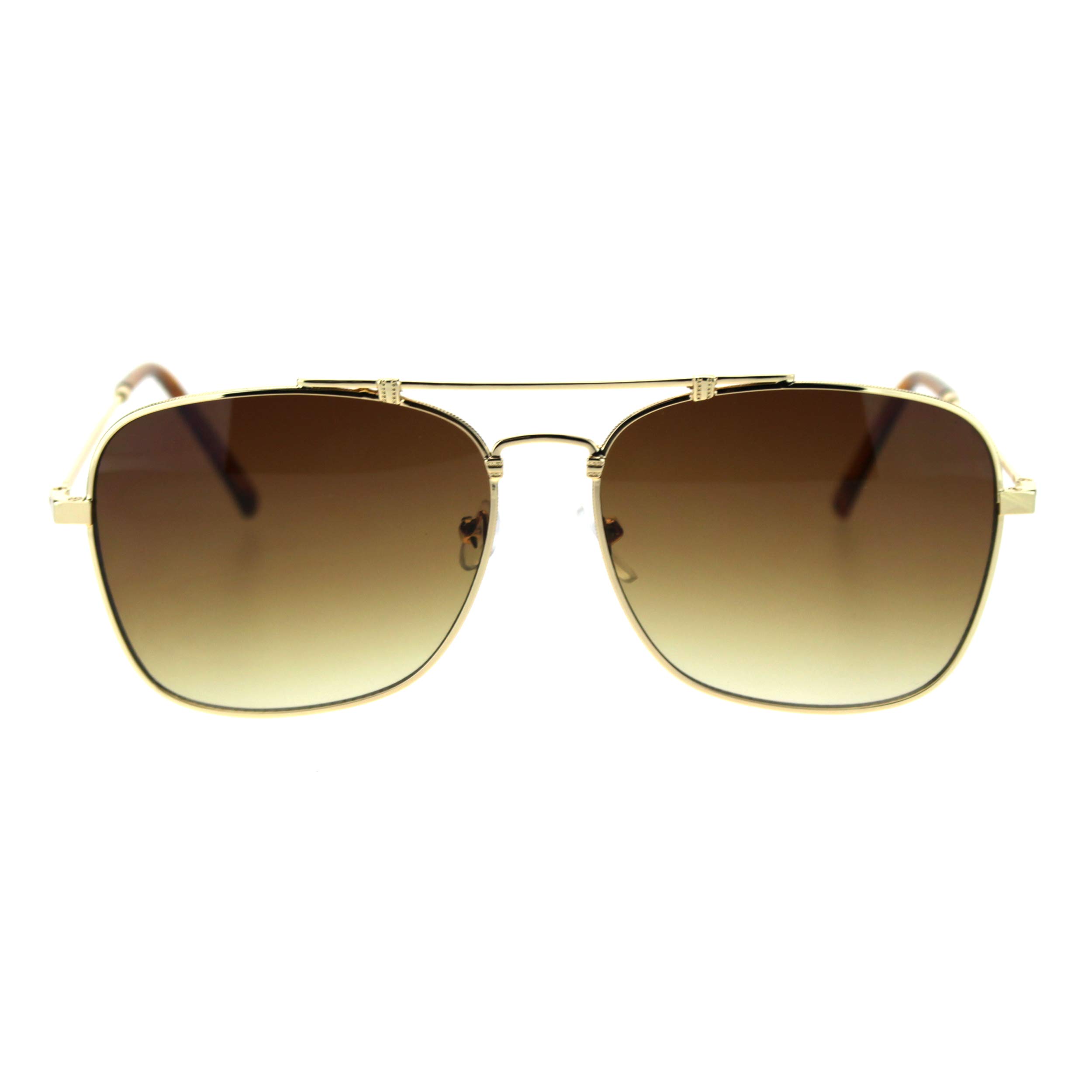 Classic Rectangular Metal Wire-Rim Pilot Sunglasses for Men - Stylish Aviator Shades for Driving, Travel & Outdoor Adventures