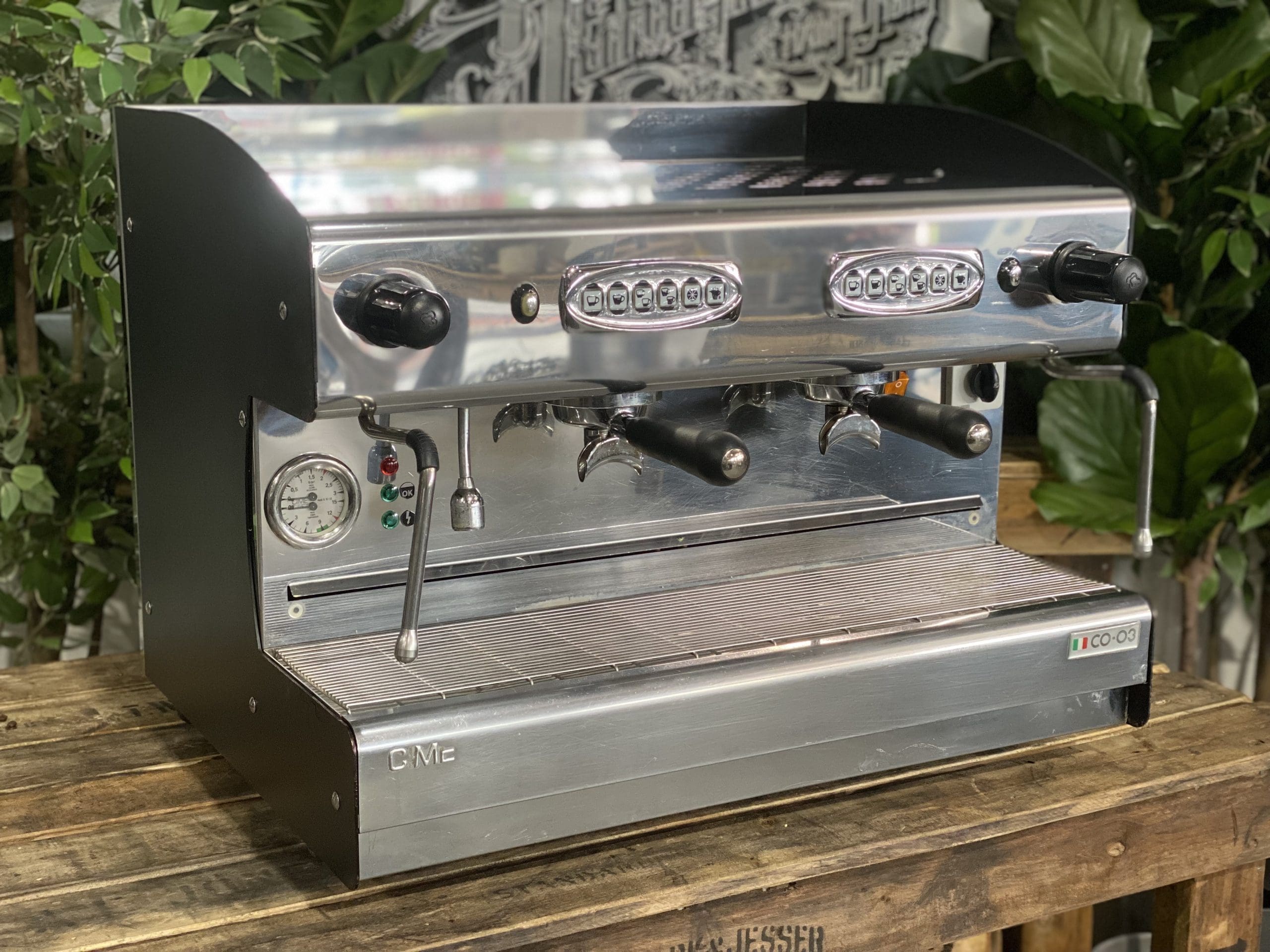 CIME CO 03 2 Group Black Commercial Espresso Machine for Coffee Shops, Restaurants & Cafes - Professional Grade Coffee Maker with Dual Boiler System