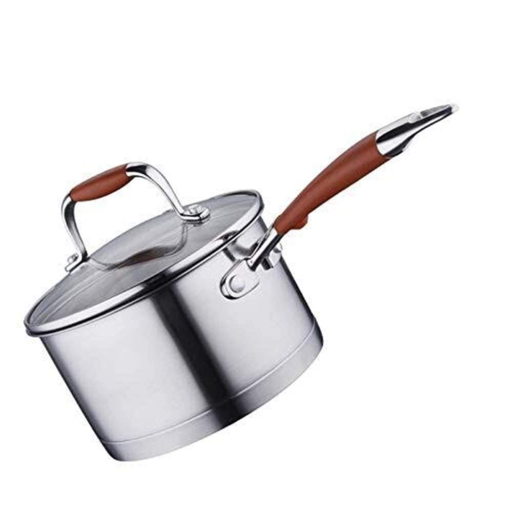 GDSKL Stainless Steel Milk Pot - 3-Layer Thickened Multi-Function Cooking Pot with Double/Single Handle for Boiling, Steaming & Frying - Perfect for Home Kitchen, Restaurant & Camping Use