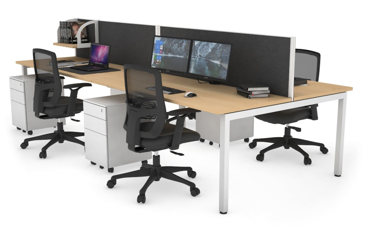 Quadro Square Legs 4-Person Office Workstation Desk - 1200L x 700W - Modern Office Furniture for Collaborative Workspaces & Team Meetings