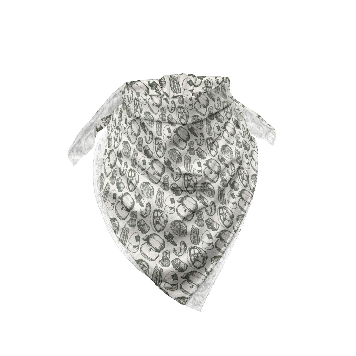Ambesonne Hipster Bandana - Japanese Food & Tea Print Unisex Head & Neck Scarf for Men & Women | Perfect for Music Festivals, Outdoor Adventures & Casual Wear