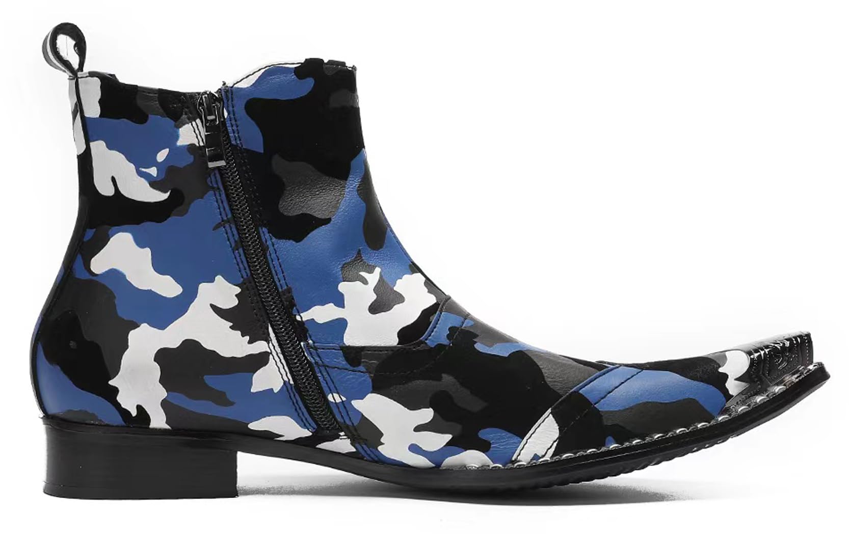 Men's Western Leather Boots with Stylish Zipper & Metal Toe - Chelsea Dress Boots for Cowboy Style | Perfect for Casual Wear, Night Out & Country Events