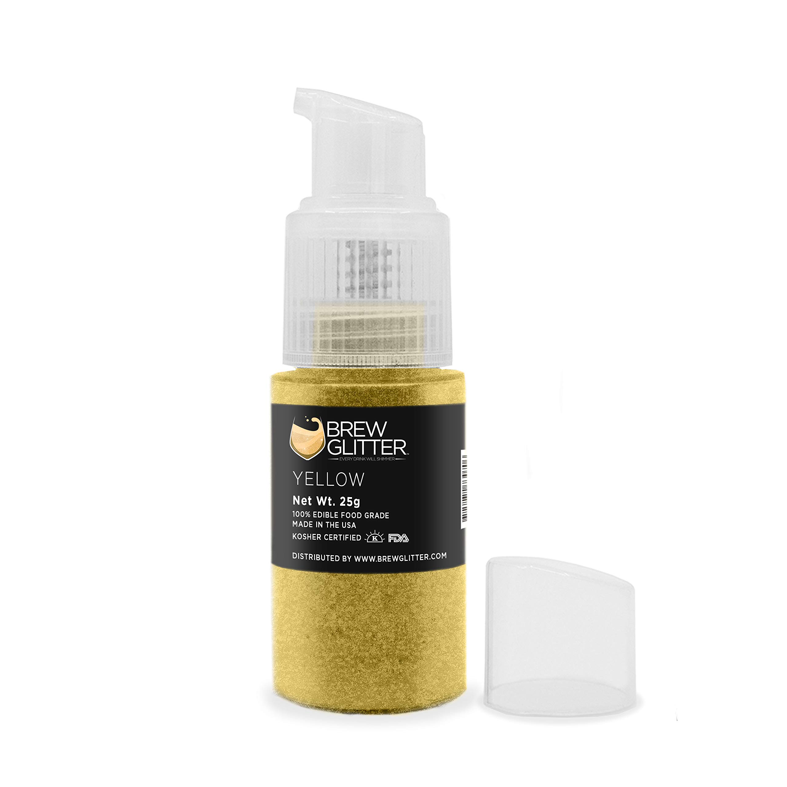 Yellow Edible Glitter for Drinks - KOSHER & HALAL Certified 100% Food Grade | Vegan, Gluten & Nut Free | Perfect for Cocktails, Beer Garnish & Beverage Decoration (25g Spray Pump)