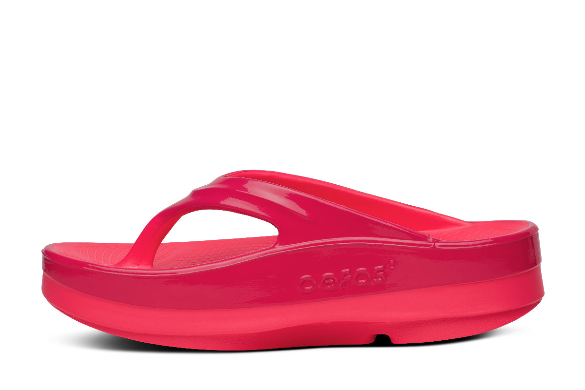 Women's OOmega OOlala Stacked Sandals - Neon Berry Punch Color | Comfortable Platform Heels for Summer, Beach & Casual Outfits