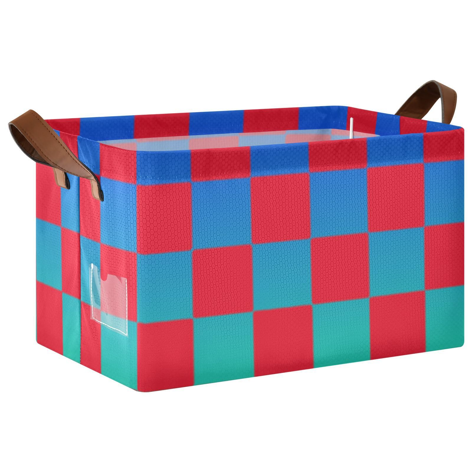 Buffalo Plaid Storage Baskets - Large Fabric Storage Bins with Handles (2 Pack) - Red, Blue & Green Checkered Pattern - Perfect for Closet Organization, Makeup Storage, Bookshelves & Living Room Decor