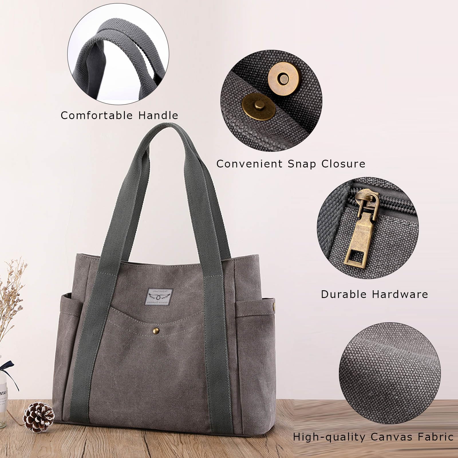 Stylish Canvas Tote Bags for Women - Durable Shoulder Handbag with Top Handle, Perfect for Work, Shopping & Travel | Medium Size Eco-Friendly Purse for Everyday Use