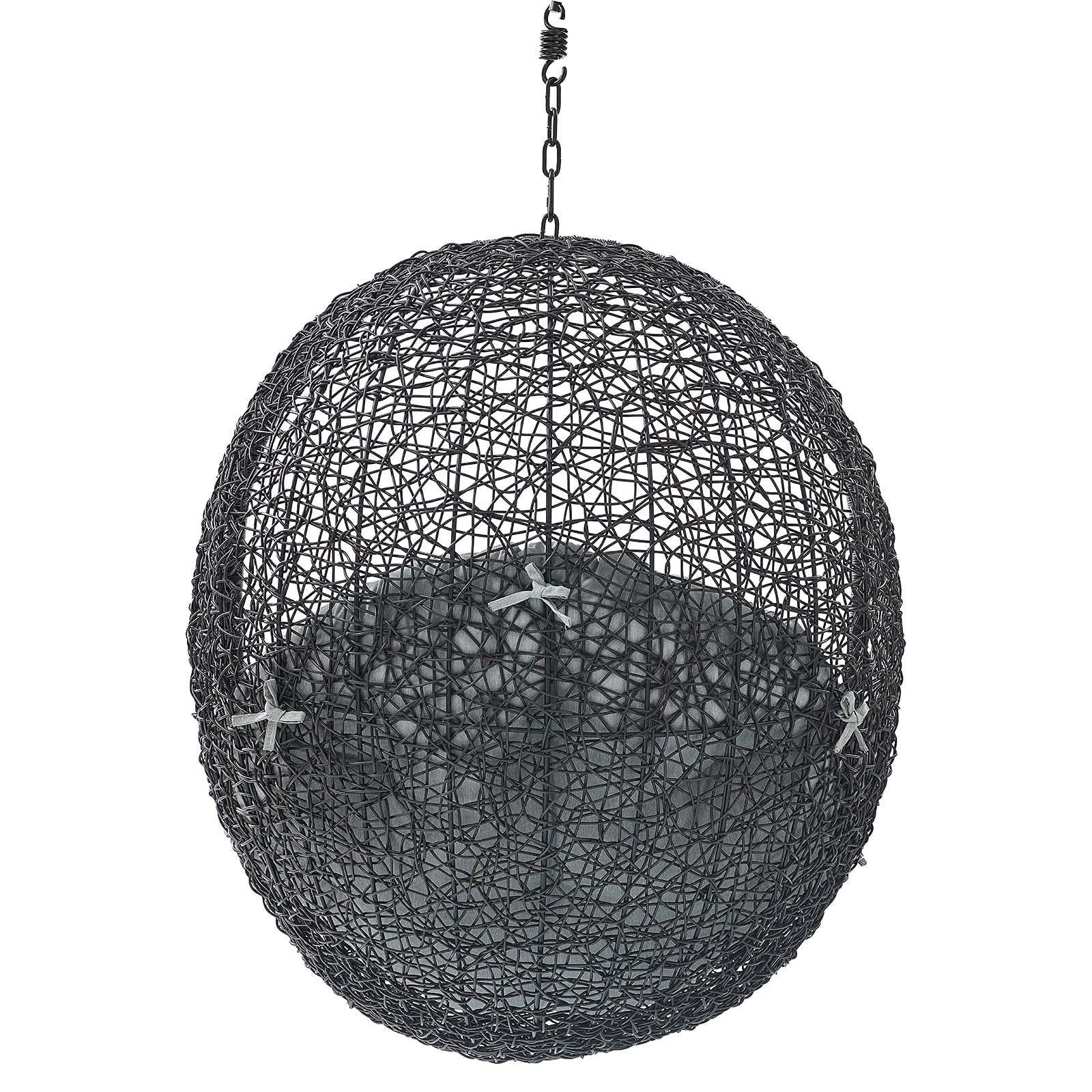 Modern Swing Lounge Chair for Outdoor Patio, Balcony, Cafe & Garden - Black & Gray Hanging Chair for Relaxing, Lounging & Reading