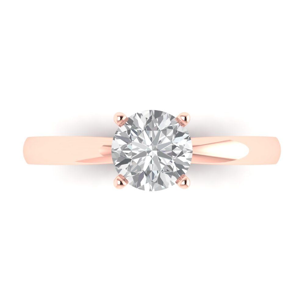 1.0 Ct Round Cut Zircon 14K Rose Gold Solitaire Ring for Women - Elegant Wedding, Anniversary & Bridal Jewelry Gift - Perfect for Engagement, Proposal & Special Occasions